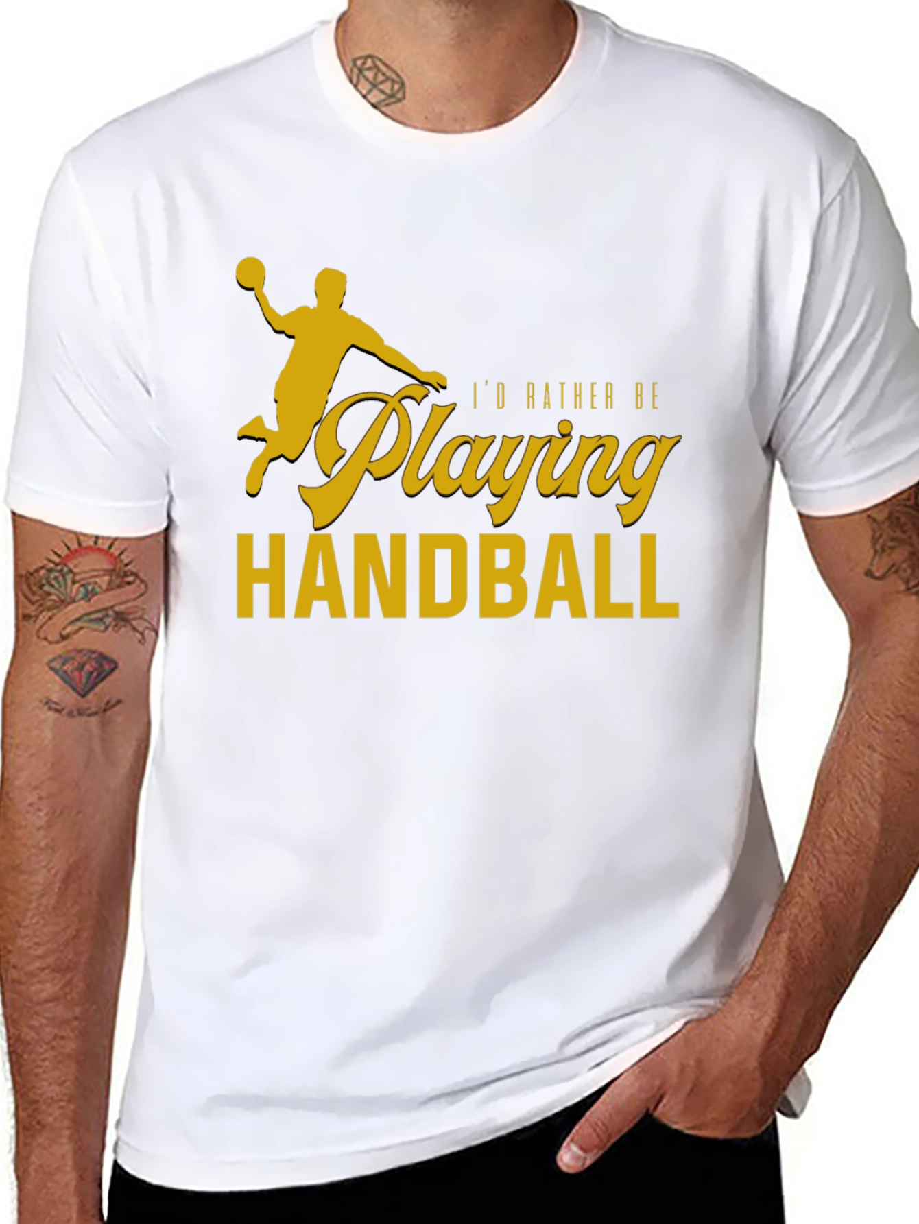 Black Handball Player T-Shirt - "I'd Rather Be Playing Handball" view 8