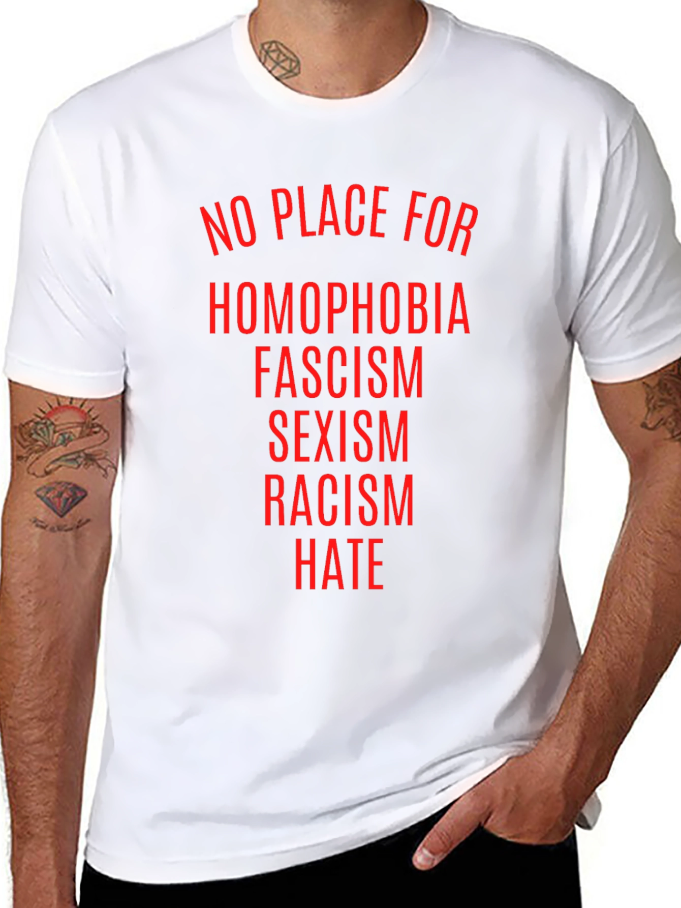 Black No Place For Hate T-Shirt view 8