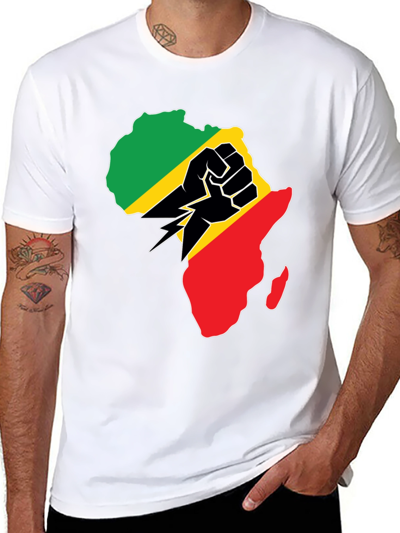 Black African Continent Graphic Black T-Shirt view 8