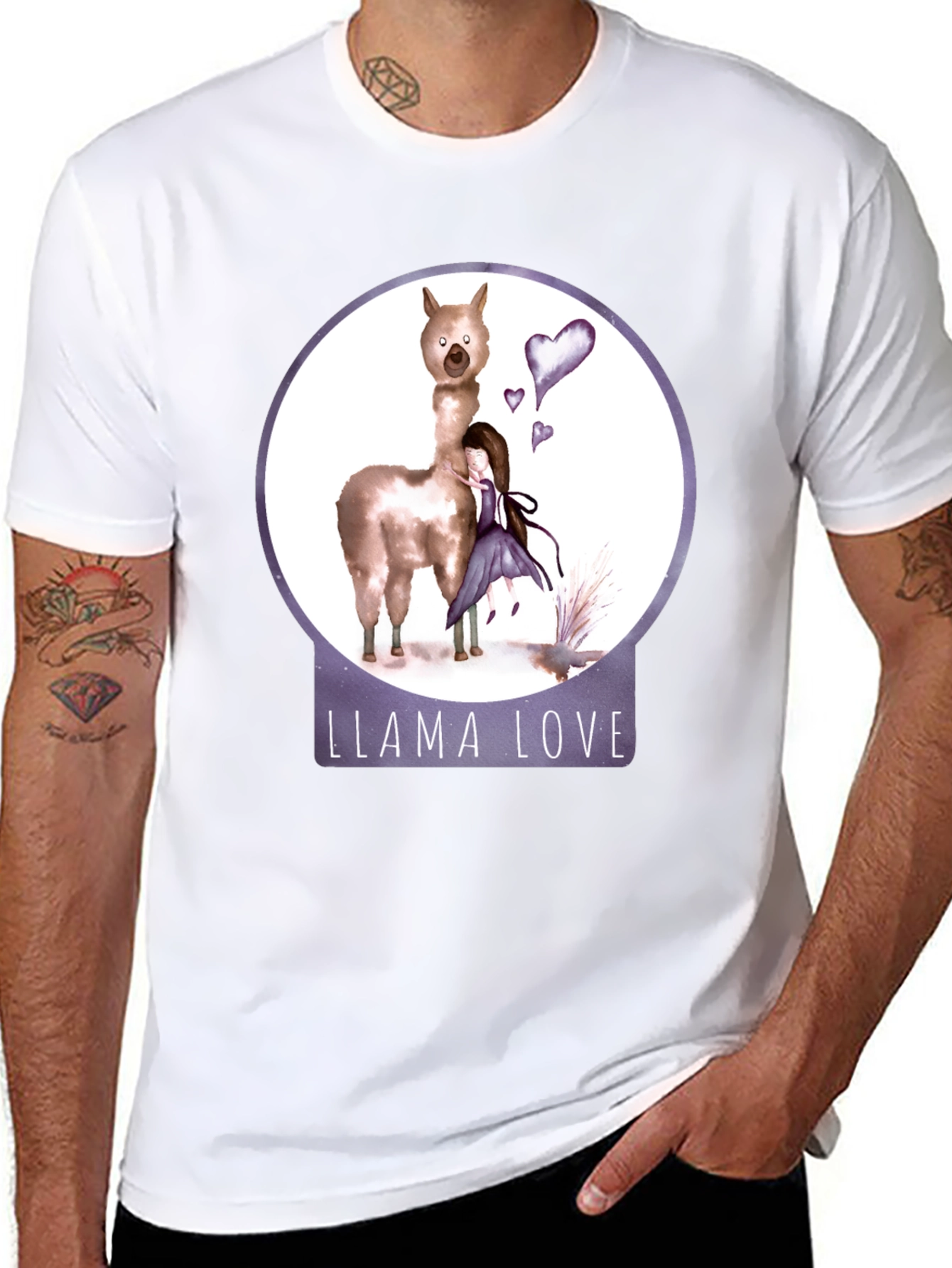 Black Llama Love Graphic T-Shirt, Cute Animal Tee view 8