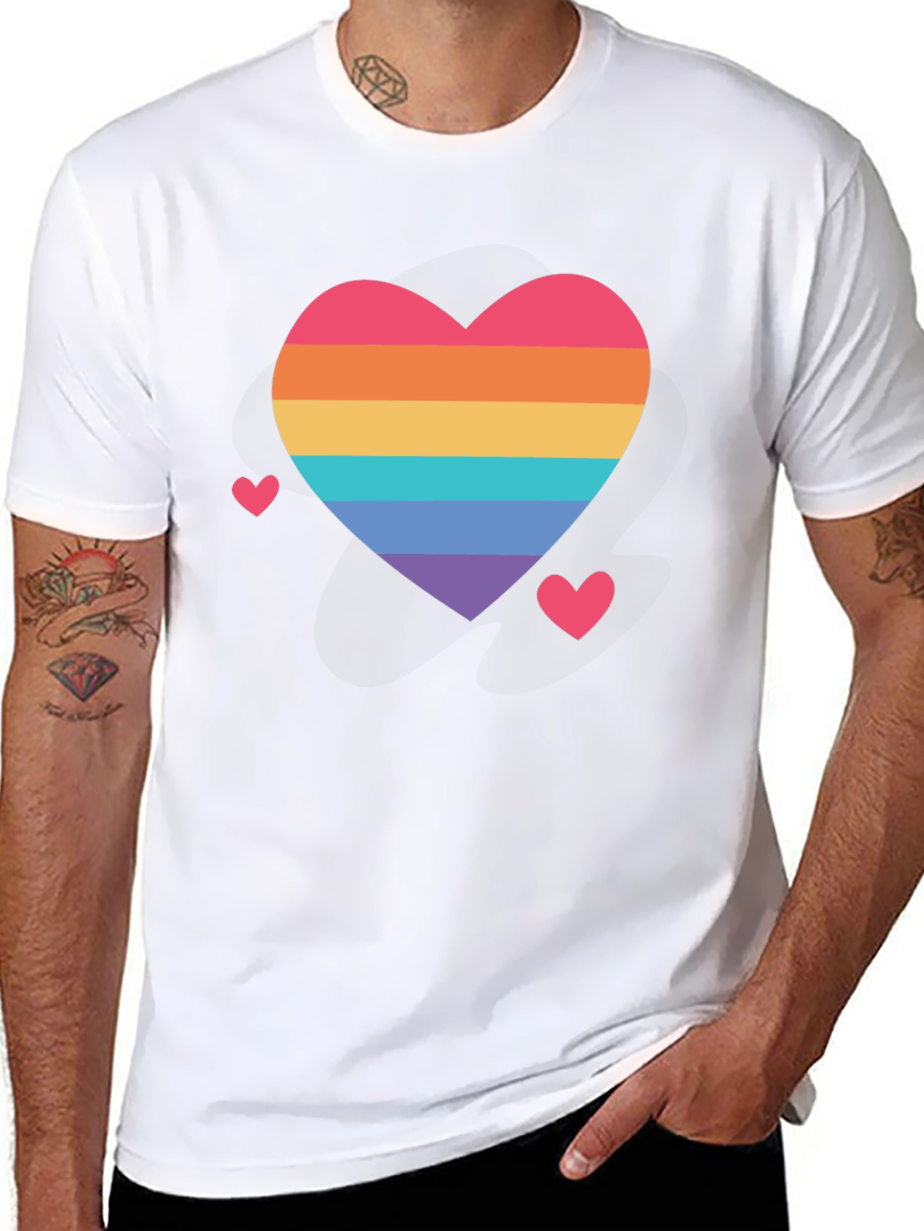 Black Rainbow Heart Pride T-Shirt - Soft Cotton Comfort view 8
