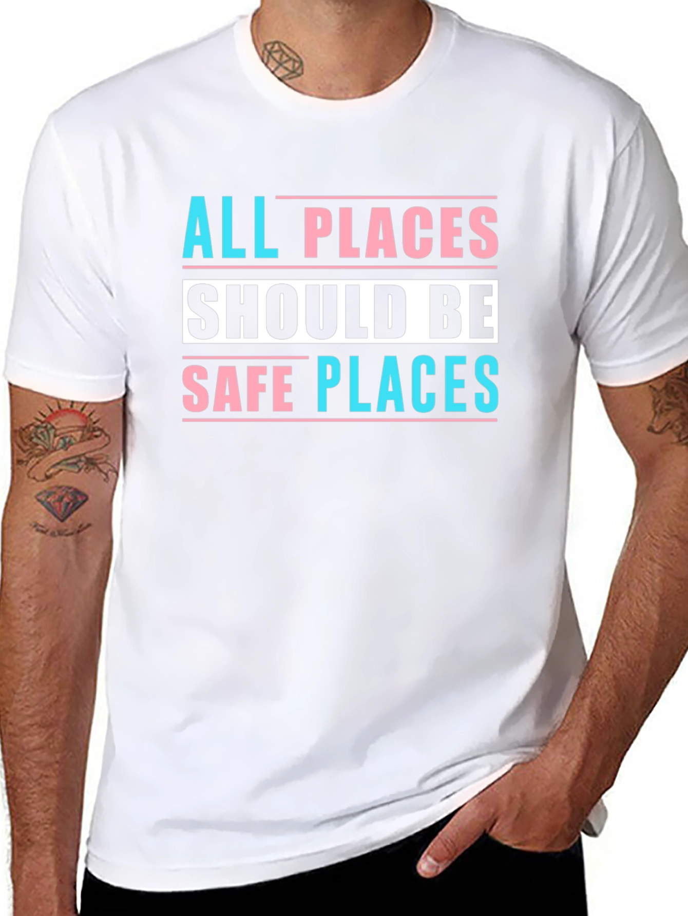 Black All Places Should Be Safe Places Tee view 8