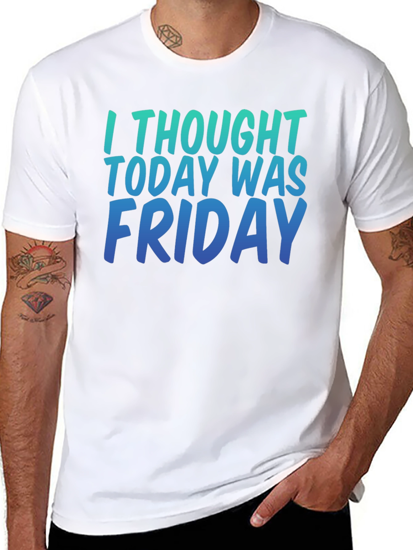 Black Funny Friday T-Shirt - I Thought Today Was Friday - Soft Cotton Tee view 8