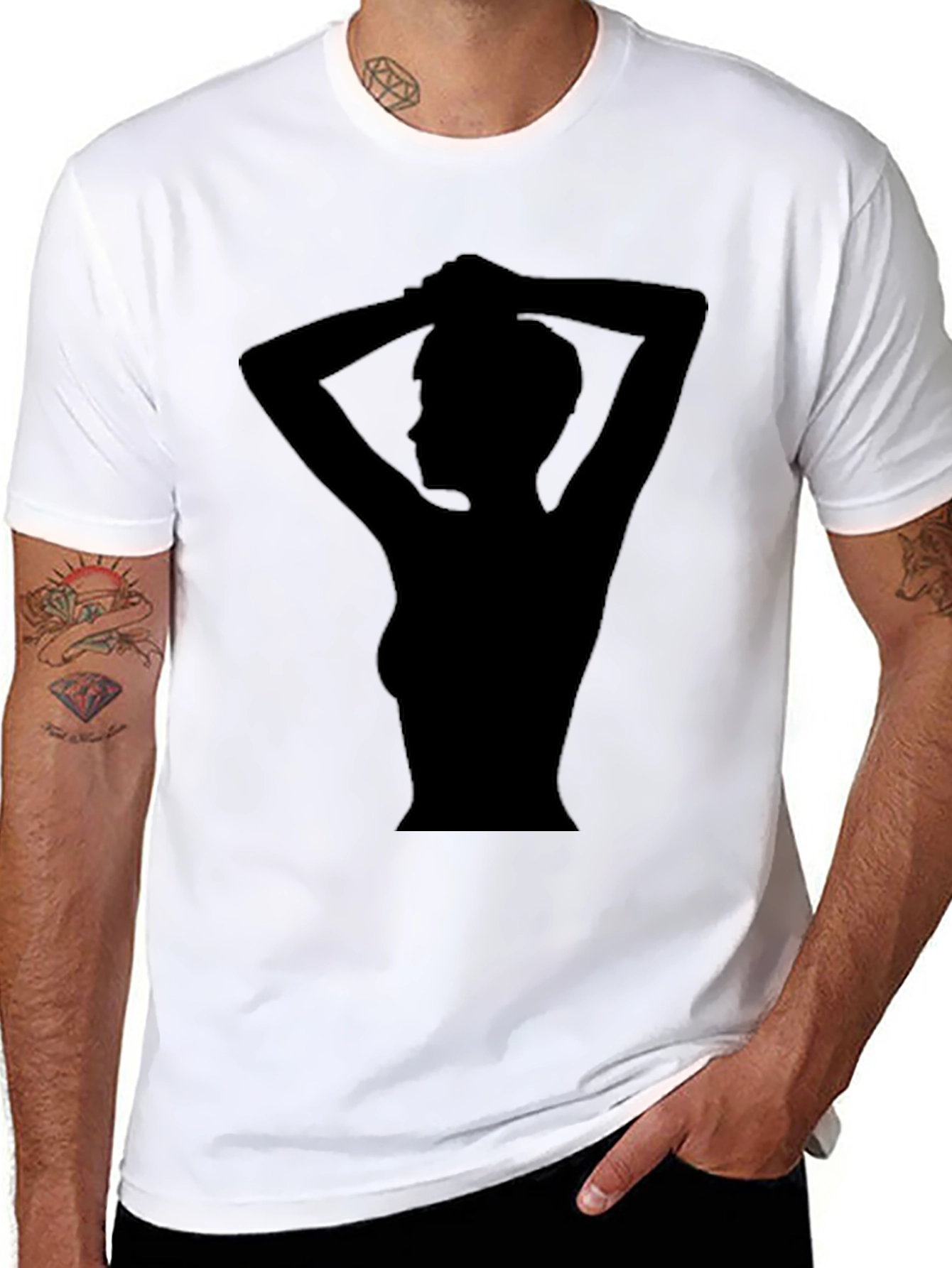 Black Silhouette Graphic Tee - Stylish Black T-Shirt view 8