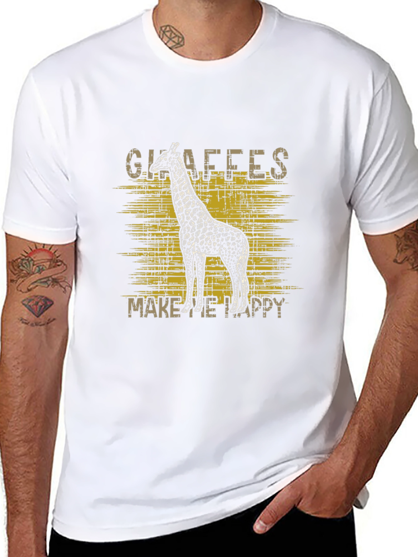 Black Giraffe Graphic Tee - Makes Me Happy - Black T-Shirt view 8
