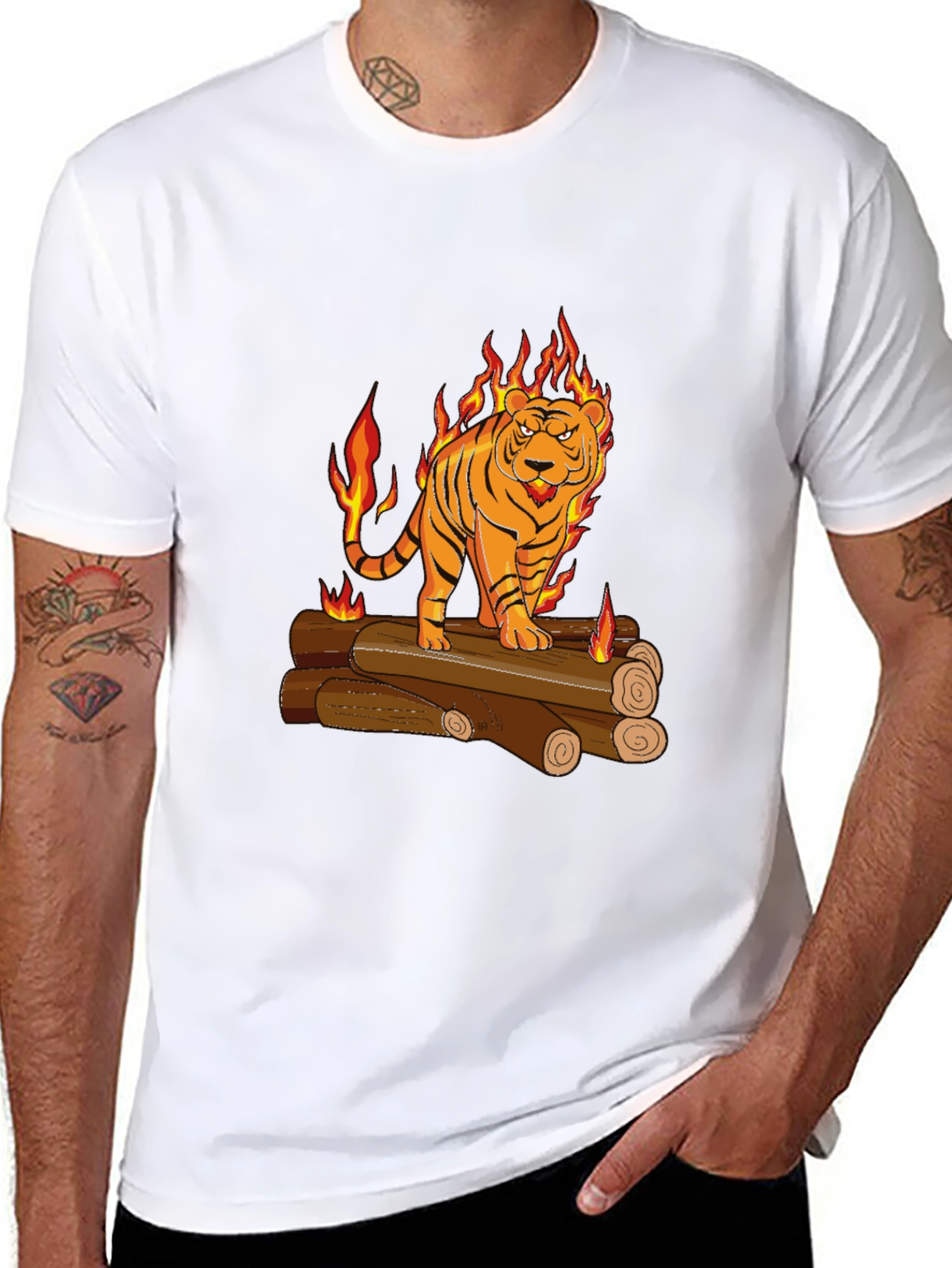 Black Fiery Tiger Graphic Tee - Black view 8