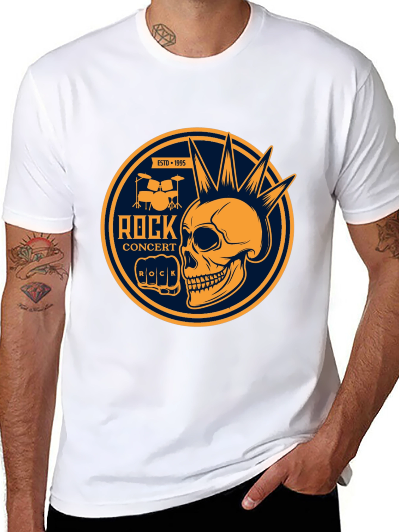 Black Rock Concert Skull Graphic Tee - Black view 8