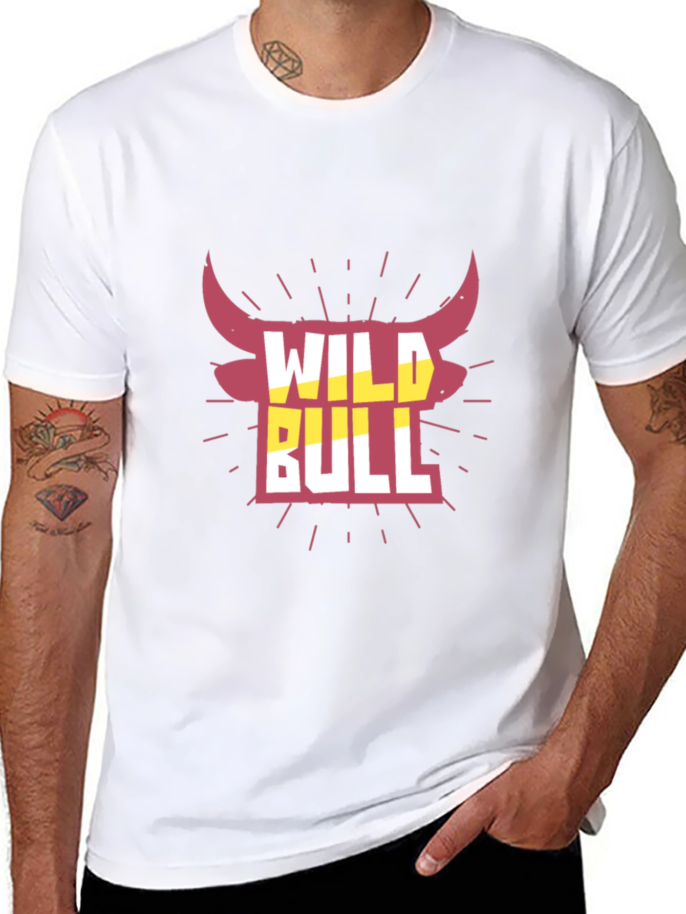 Black Wild Bull Graphic Tee - Black Crew Neck T-Shirt view 8