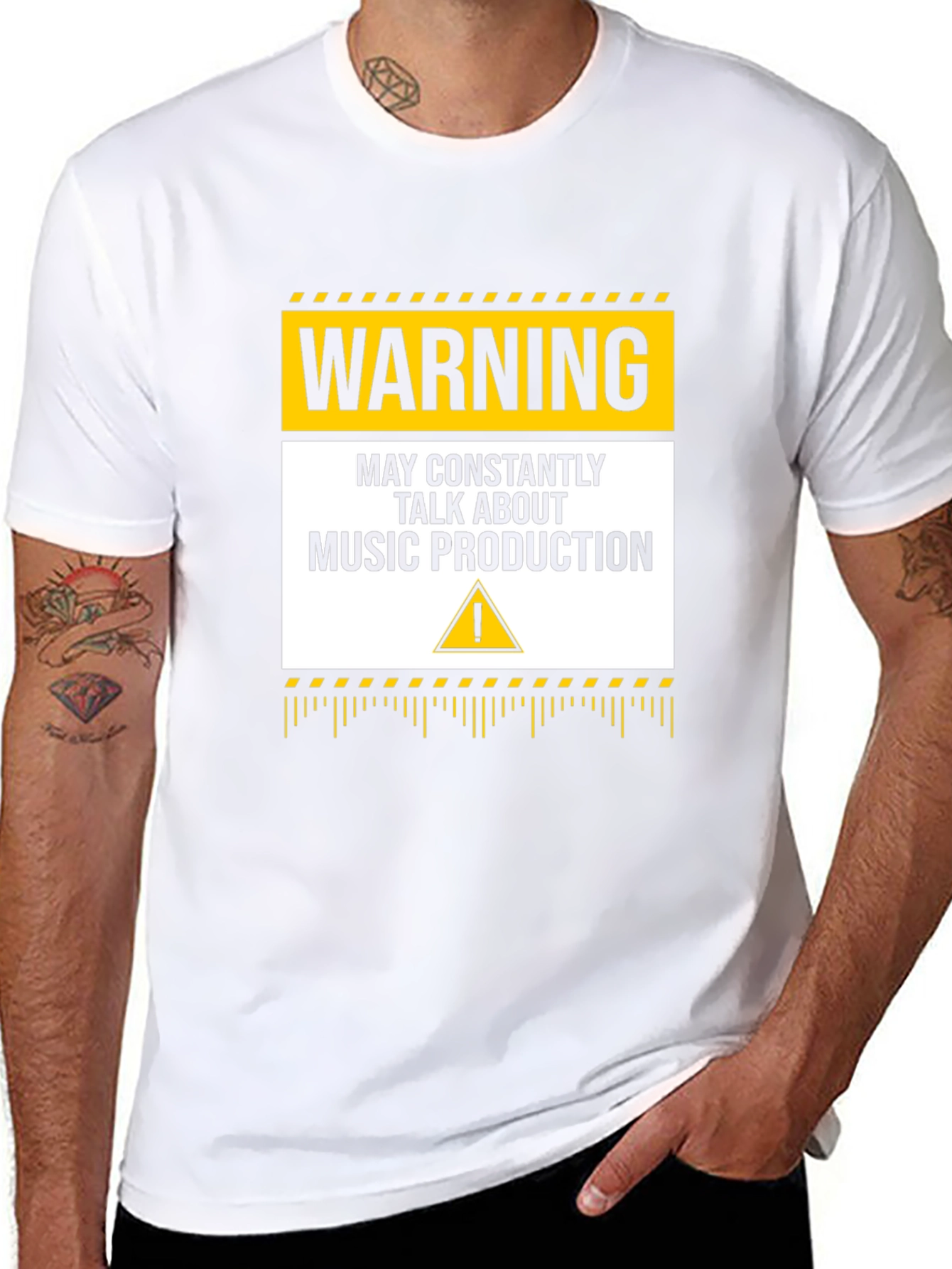 Black Warning Music Production T-Shirt view 8