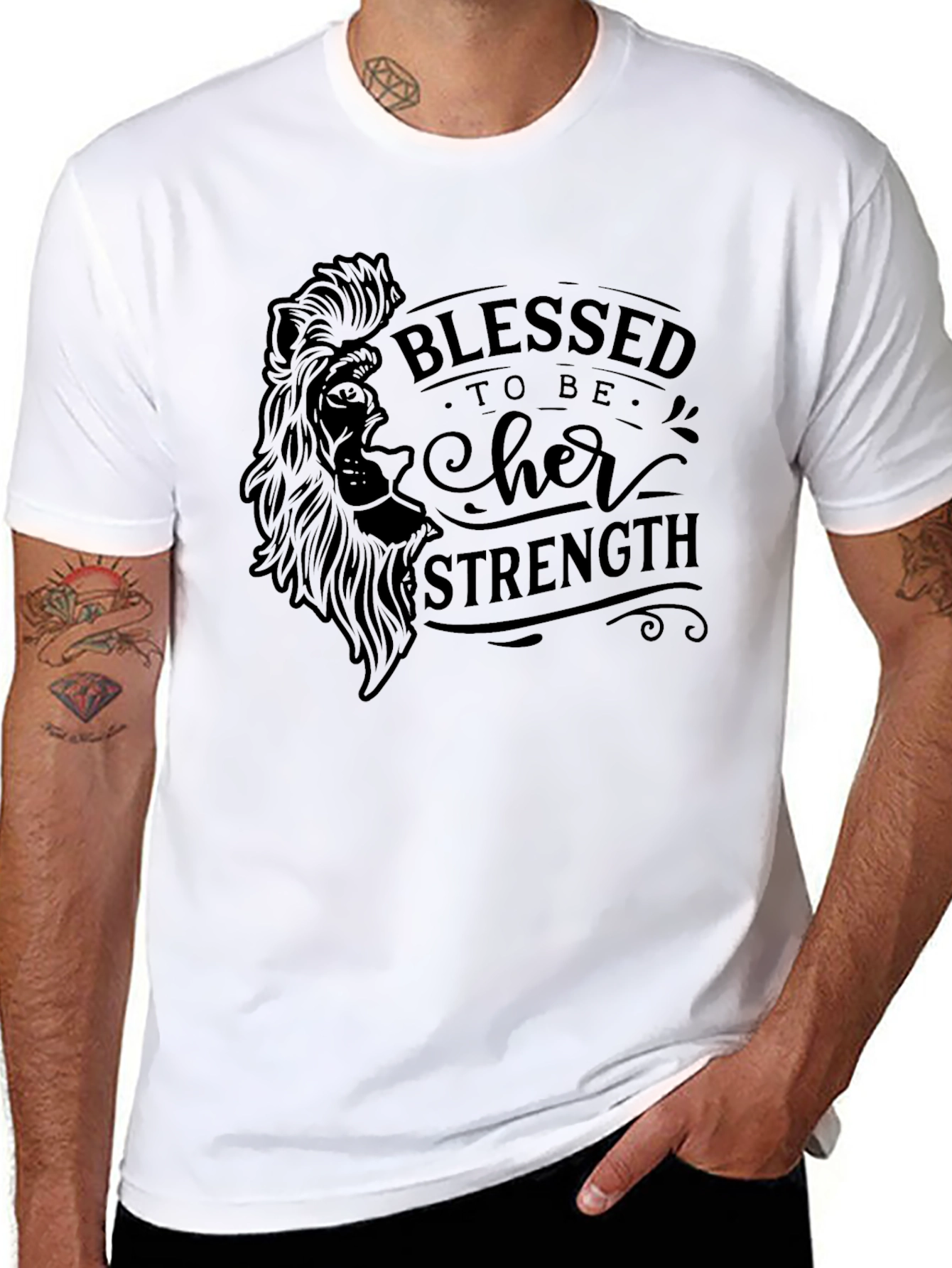 Black Blessed to Be Her Strength Black Graphic Tee view 8