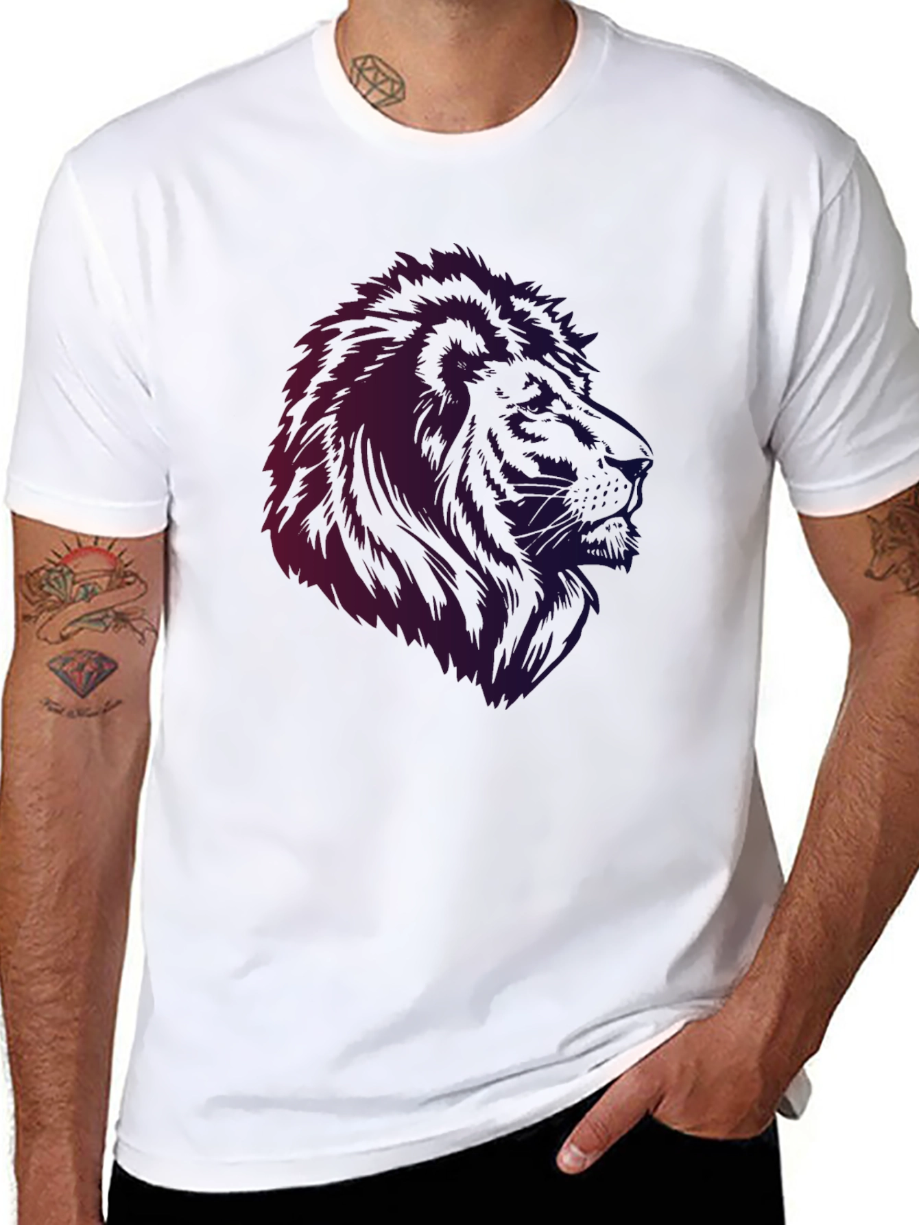 Black Lion Graphic Black T-Shirt - Men's Casual Tee view 8