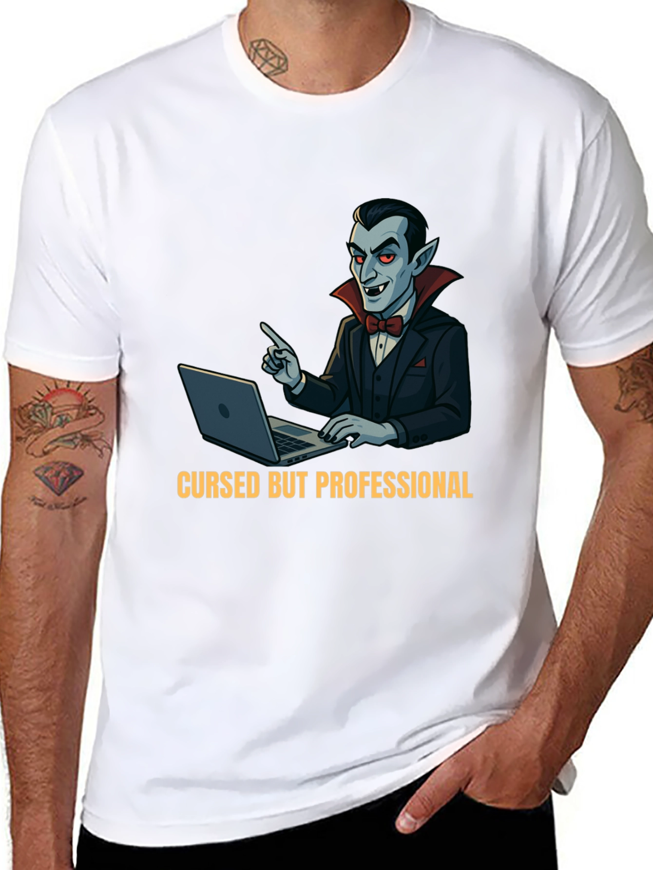 Black Cursed But Professional Vampire T-Shirt view 8
