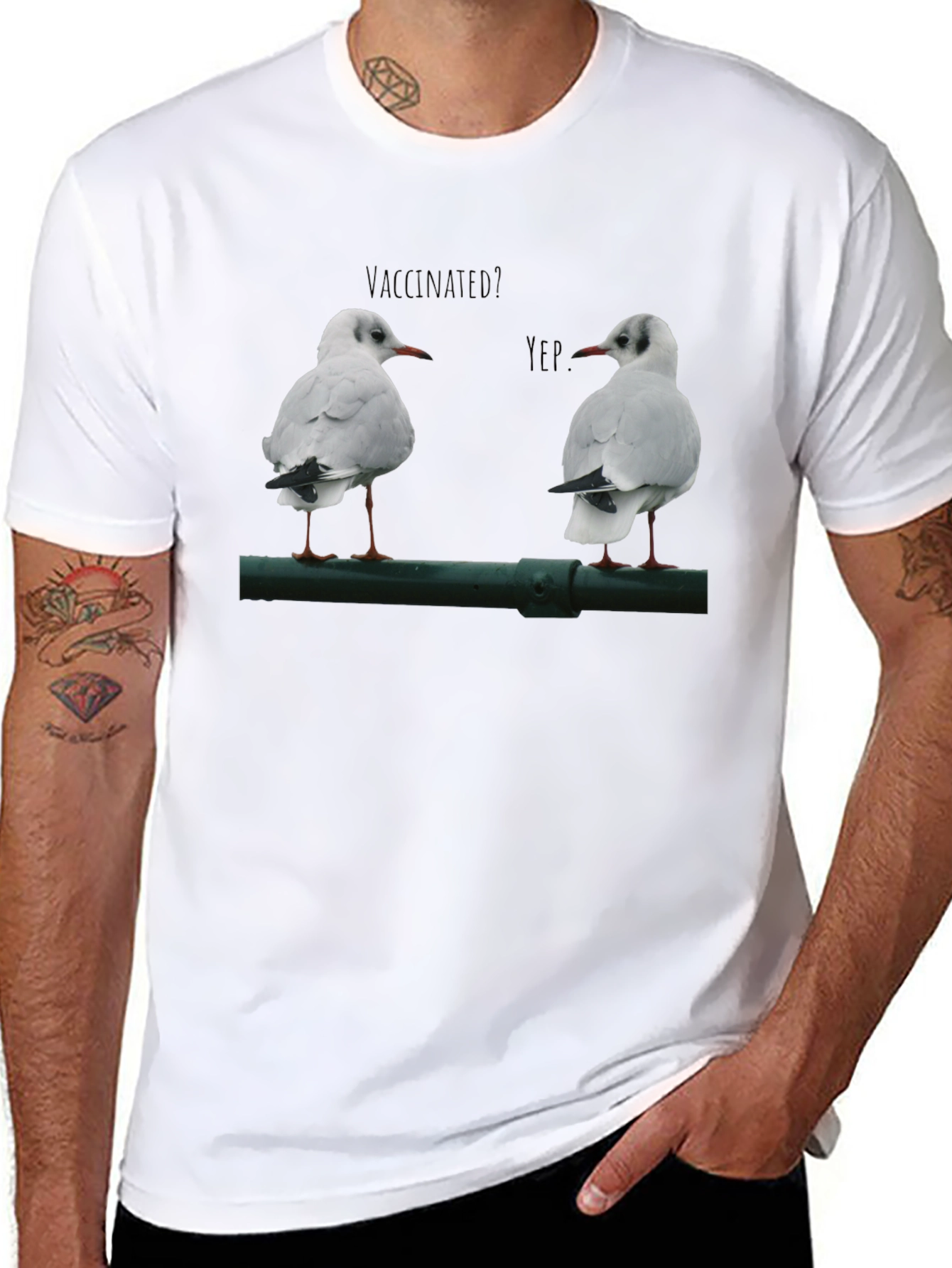 Black Vaccinated Seagulls Graphic T-Shirt view 8