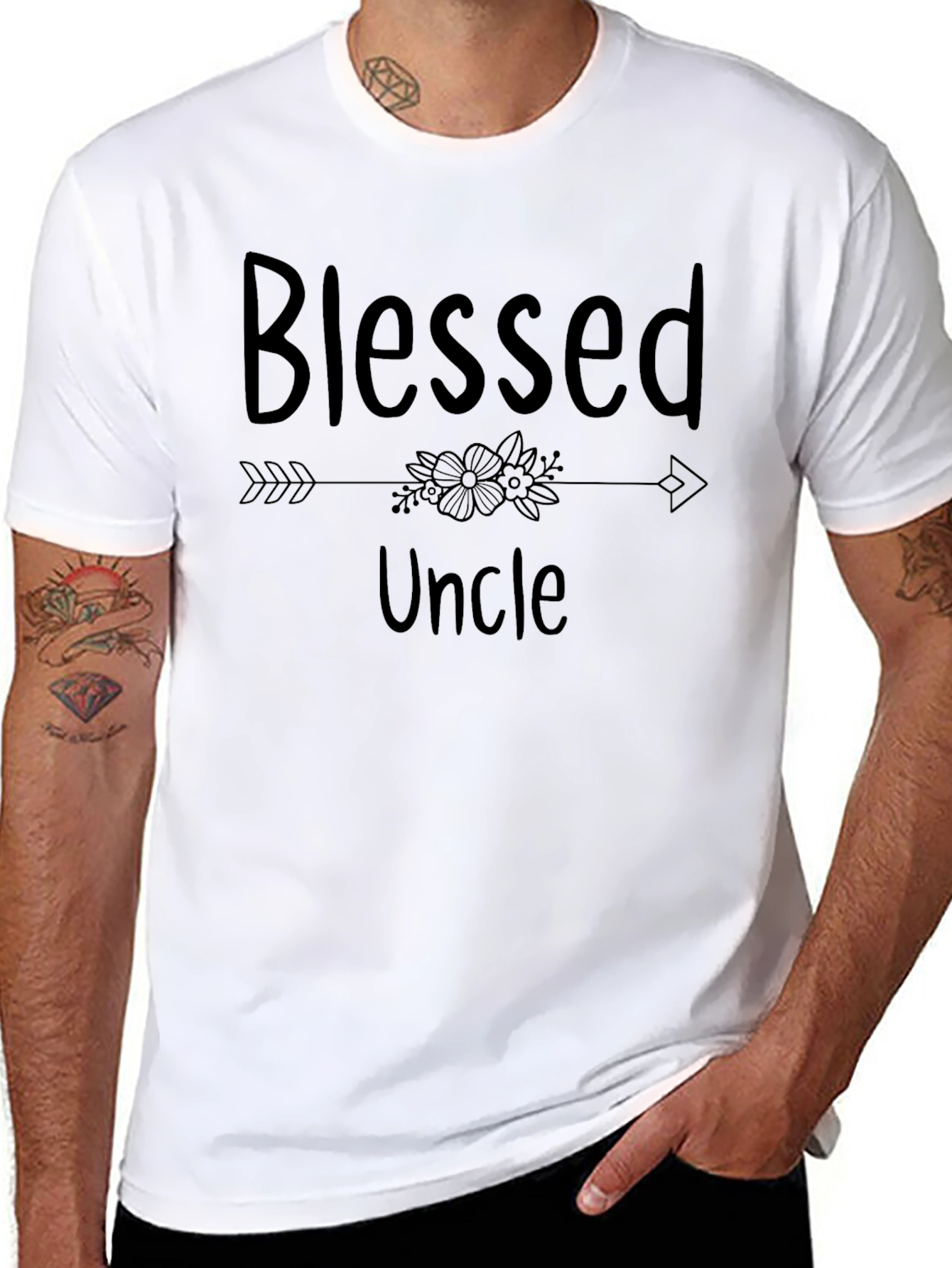 Black Blessed Uncle Graphic T-Shirt - Black view 8