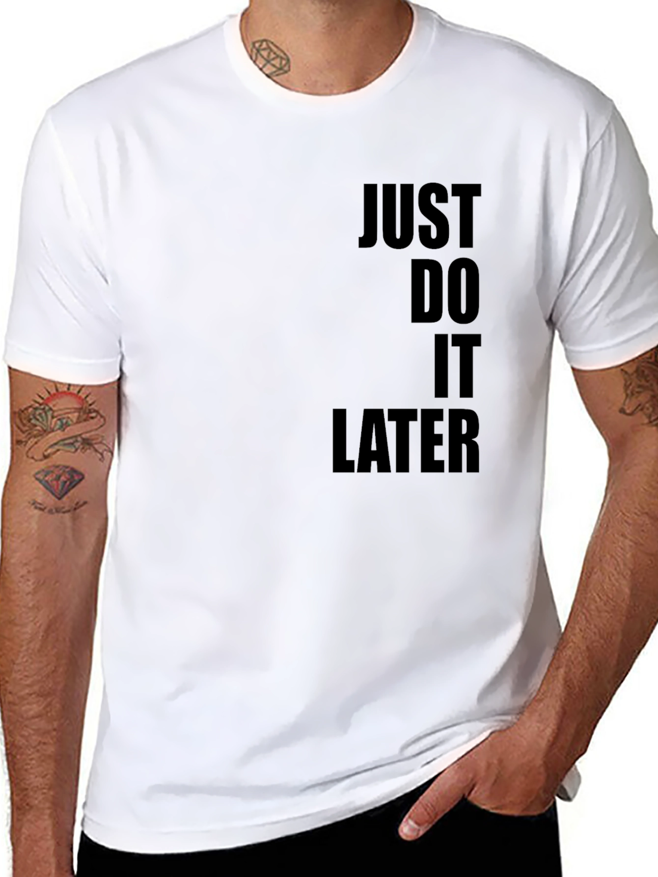 Black Just Do It Later T-Shirt - Black Graphic Tee view 8