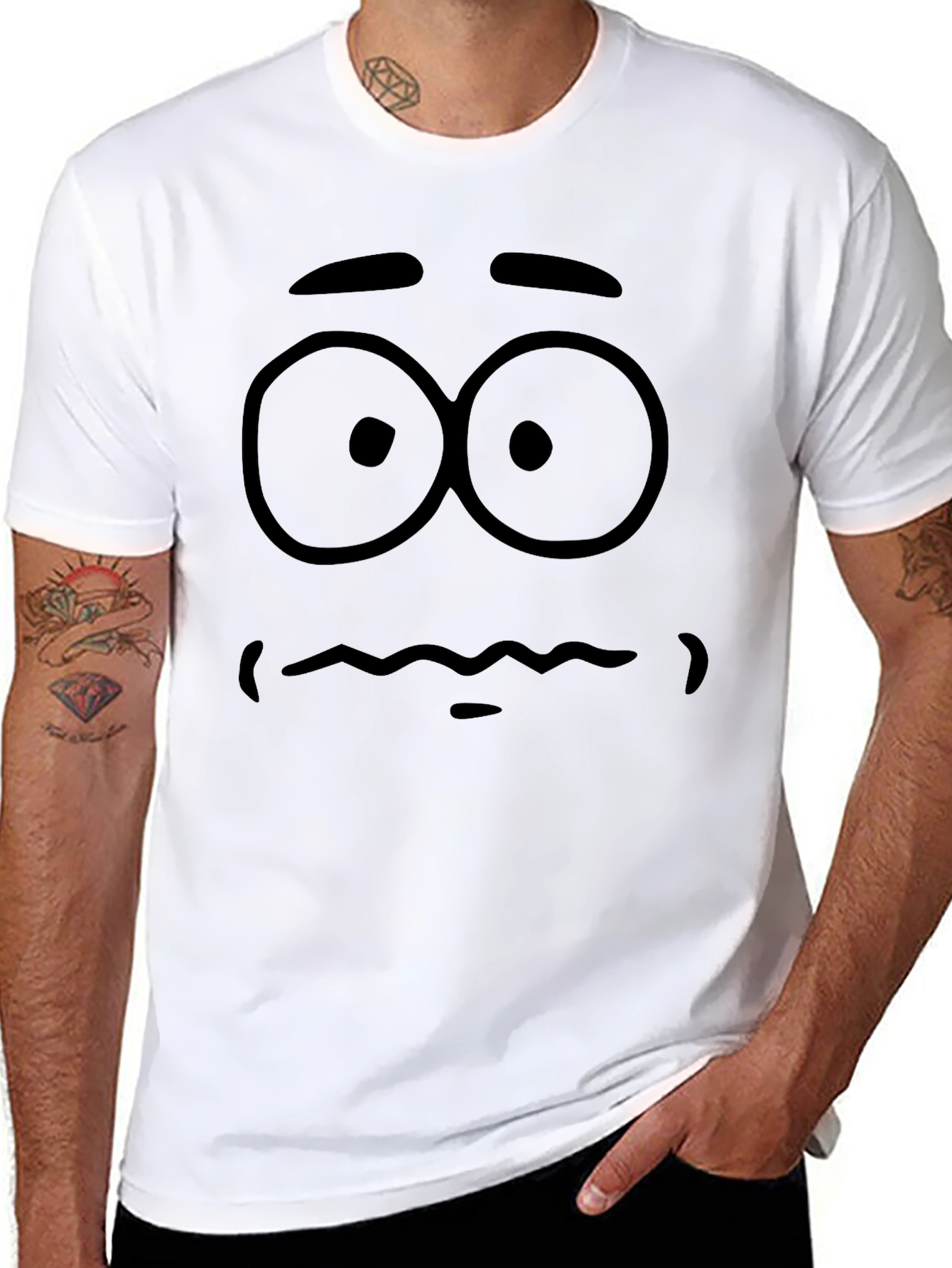 Black Cartoon Face Graphic T-Shirt - Men's Black Tee view 8