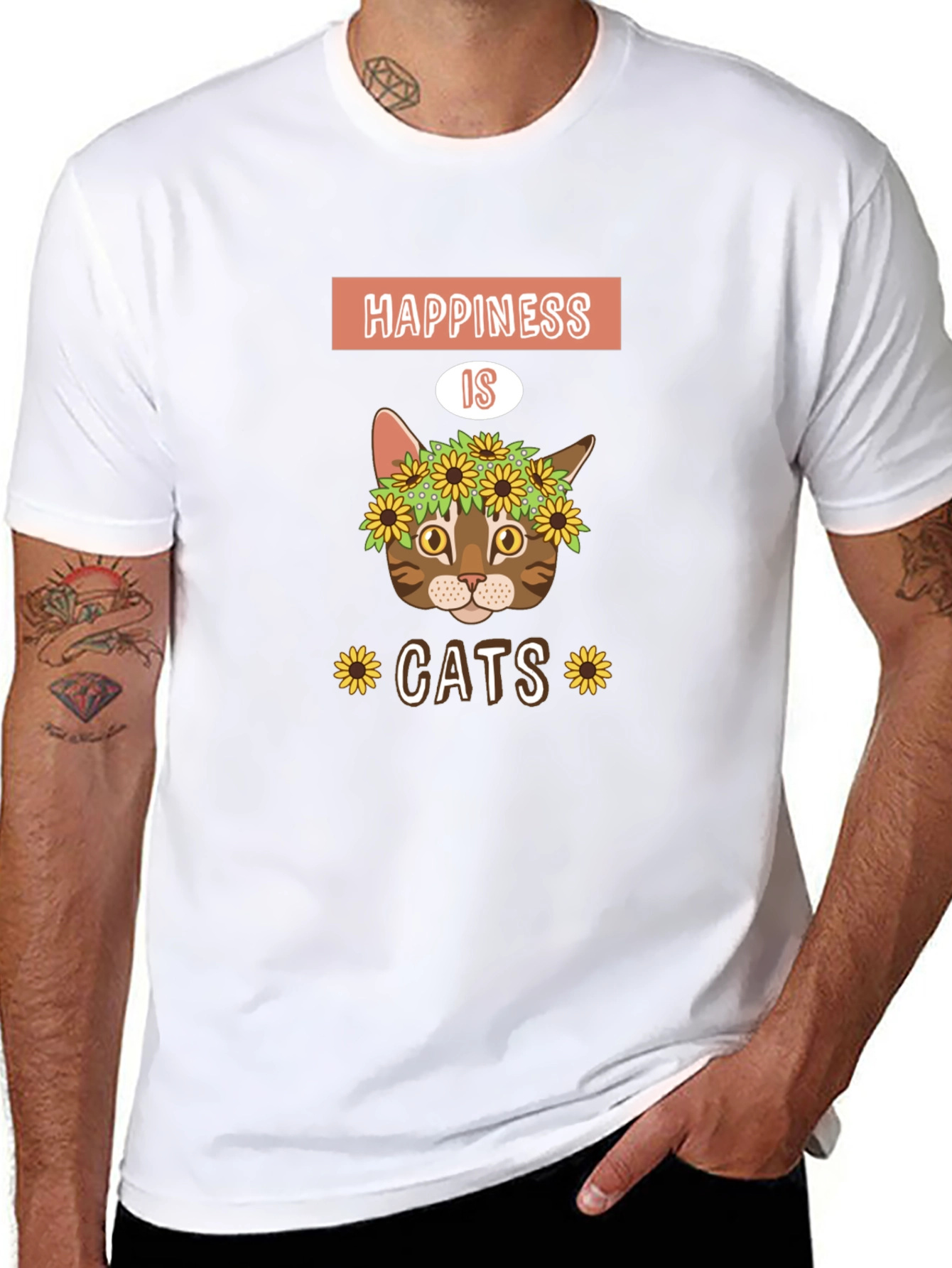 Black Happiness is Cats Graphic T-Shirt view 8