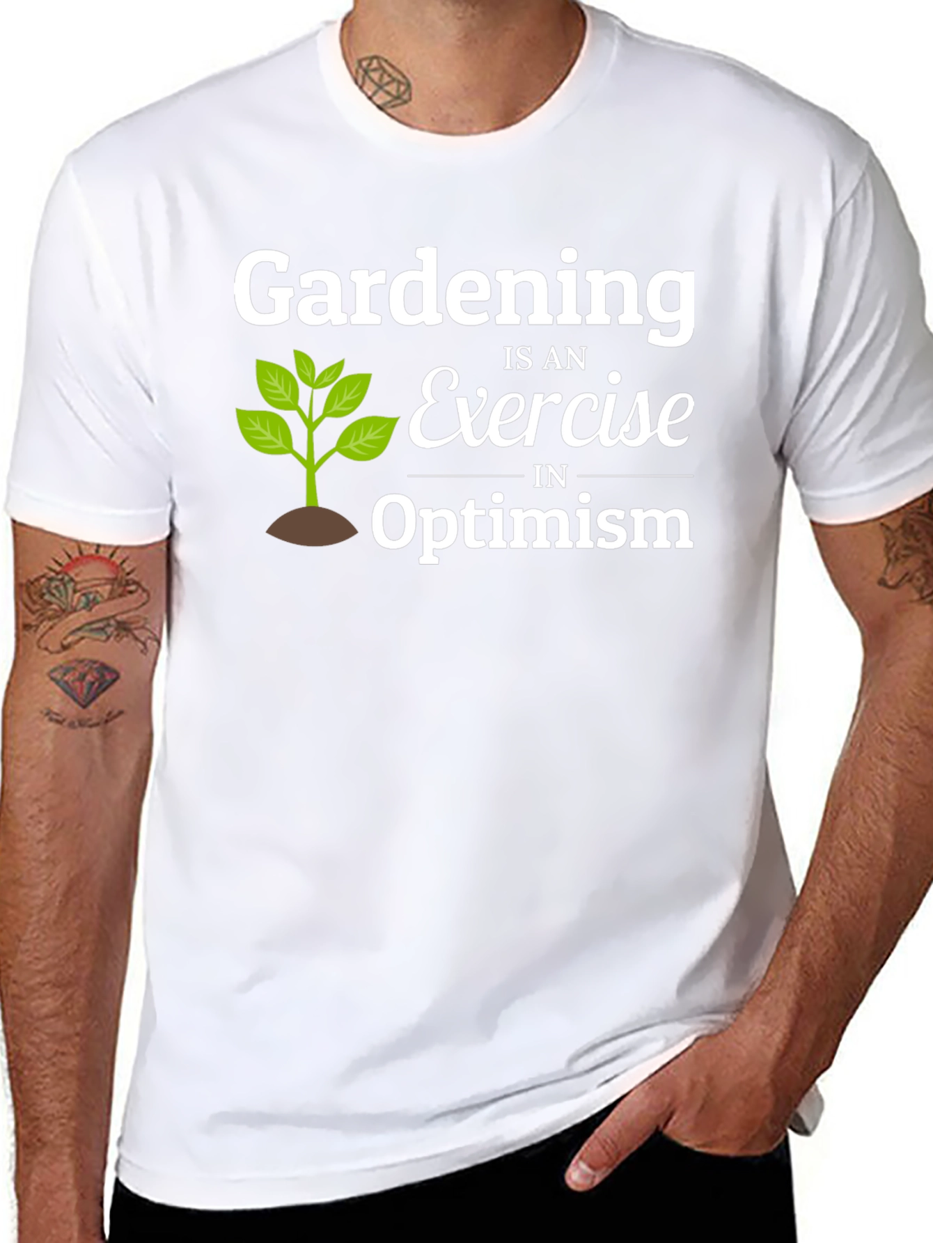 Black Gardening Optimism T-Shirt - Black Cotton Tee view 8
