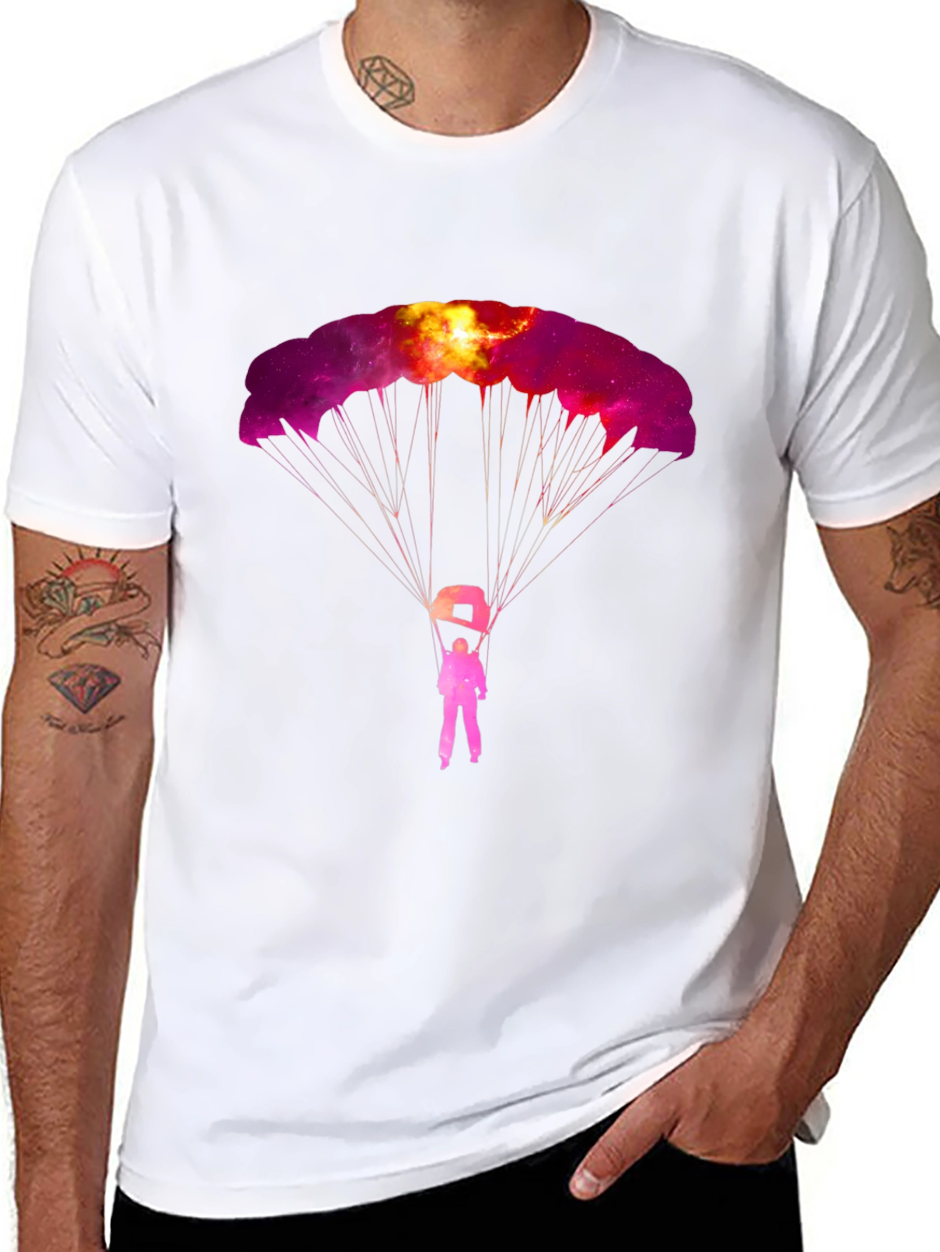 Black Skydiving Galaxy Graphic Tee - Black view 8