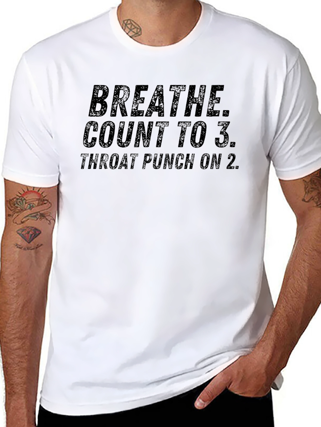 Black Breathe Count Throat Punch Graphic Tee view 8