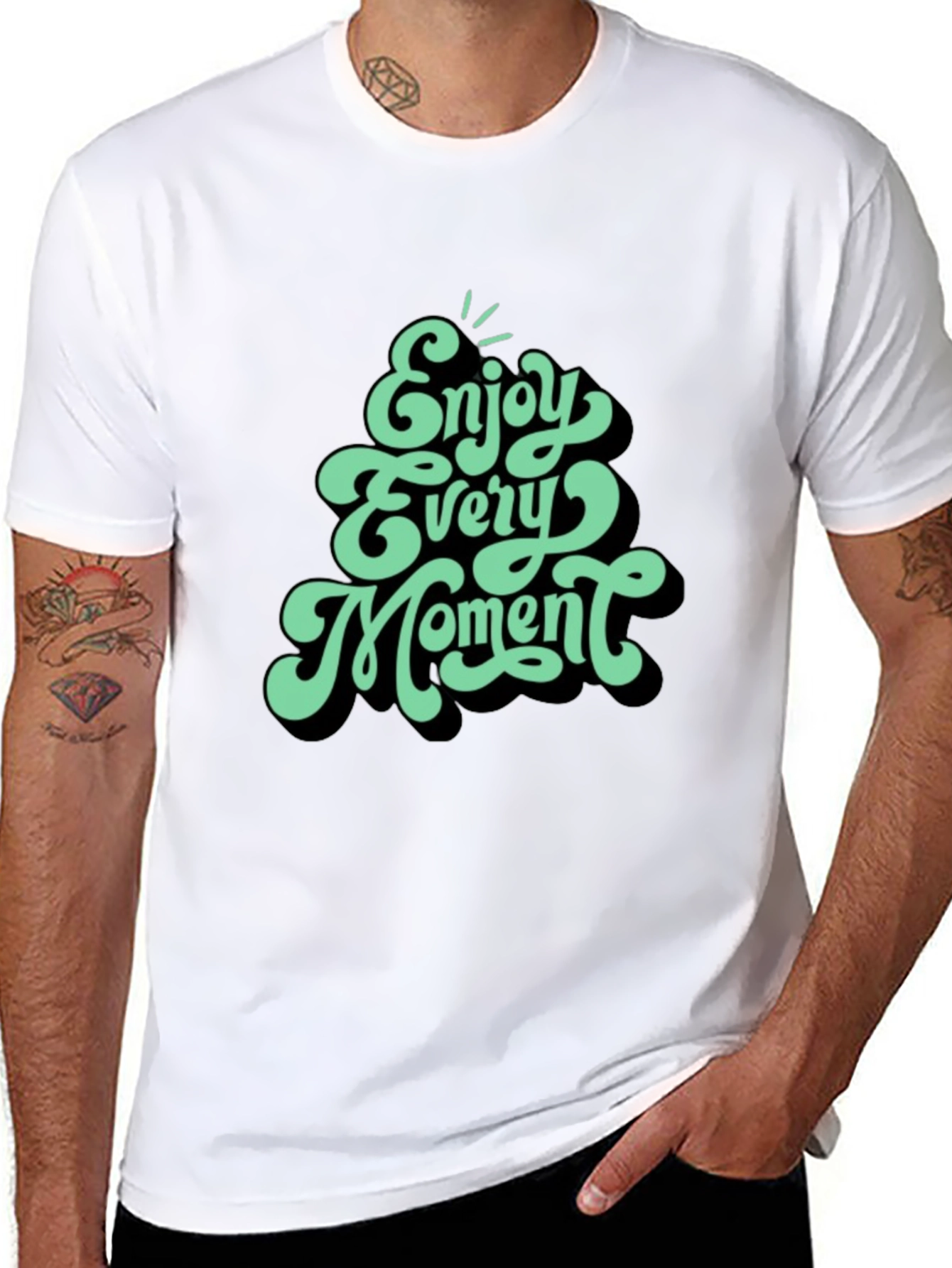 Enjoy Every Moment Graphic Tee - Stylish Black T-Shirt - 8