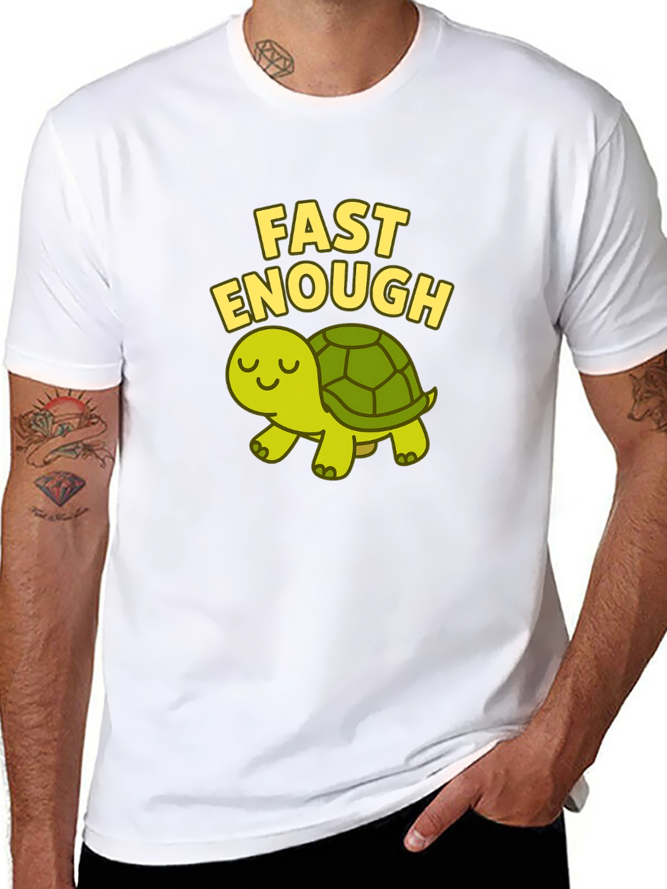 Black Fast Enough Turtle T-Shirt - Cute and Funny! view 8