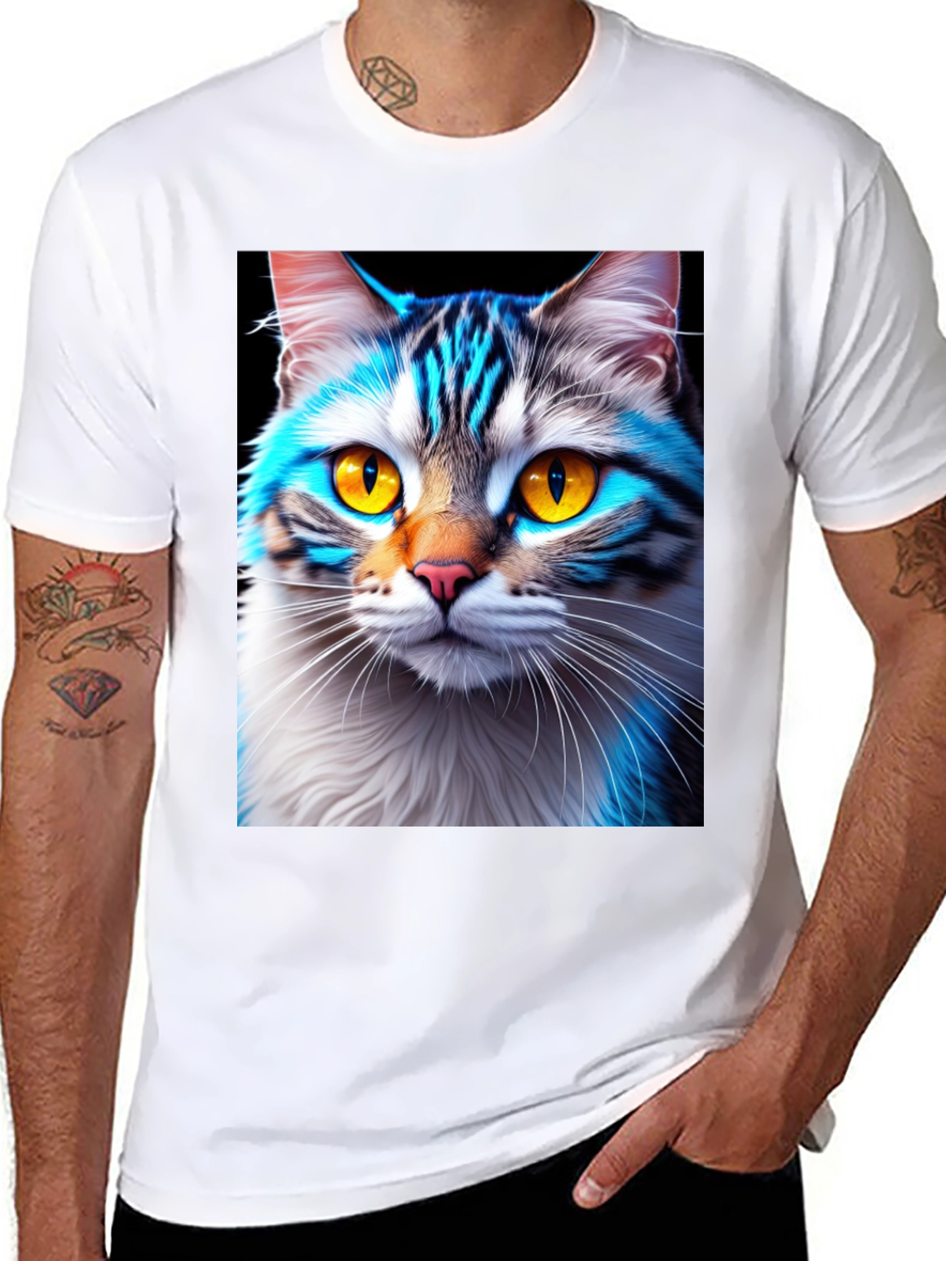 Black Cool Cat Graphic Tee - Stylish Animal Print Shirt view 8
