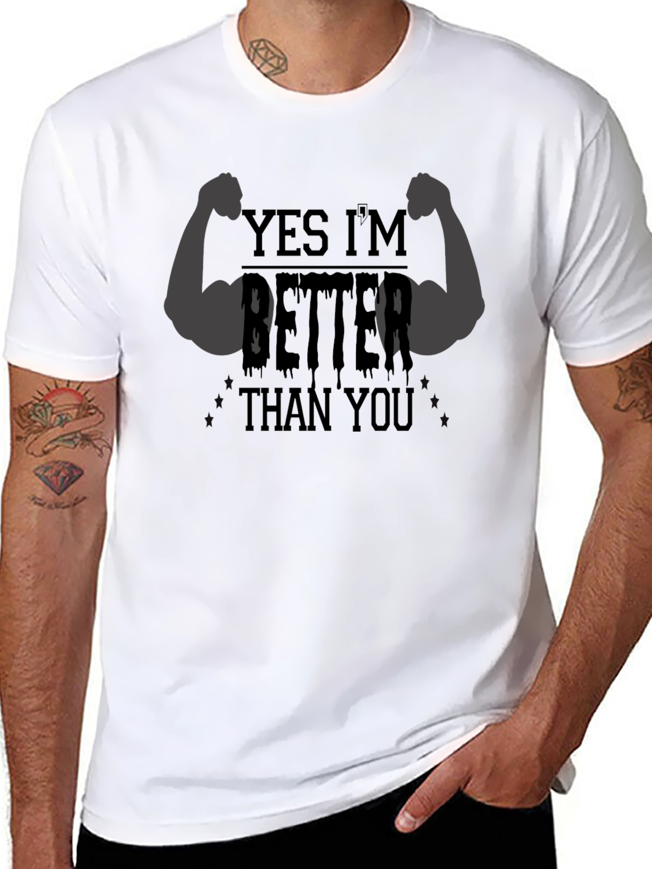Black Yes I'm Better Than You Men's Black Graphic Tee view 8