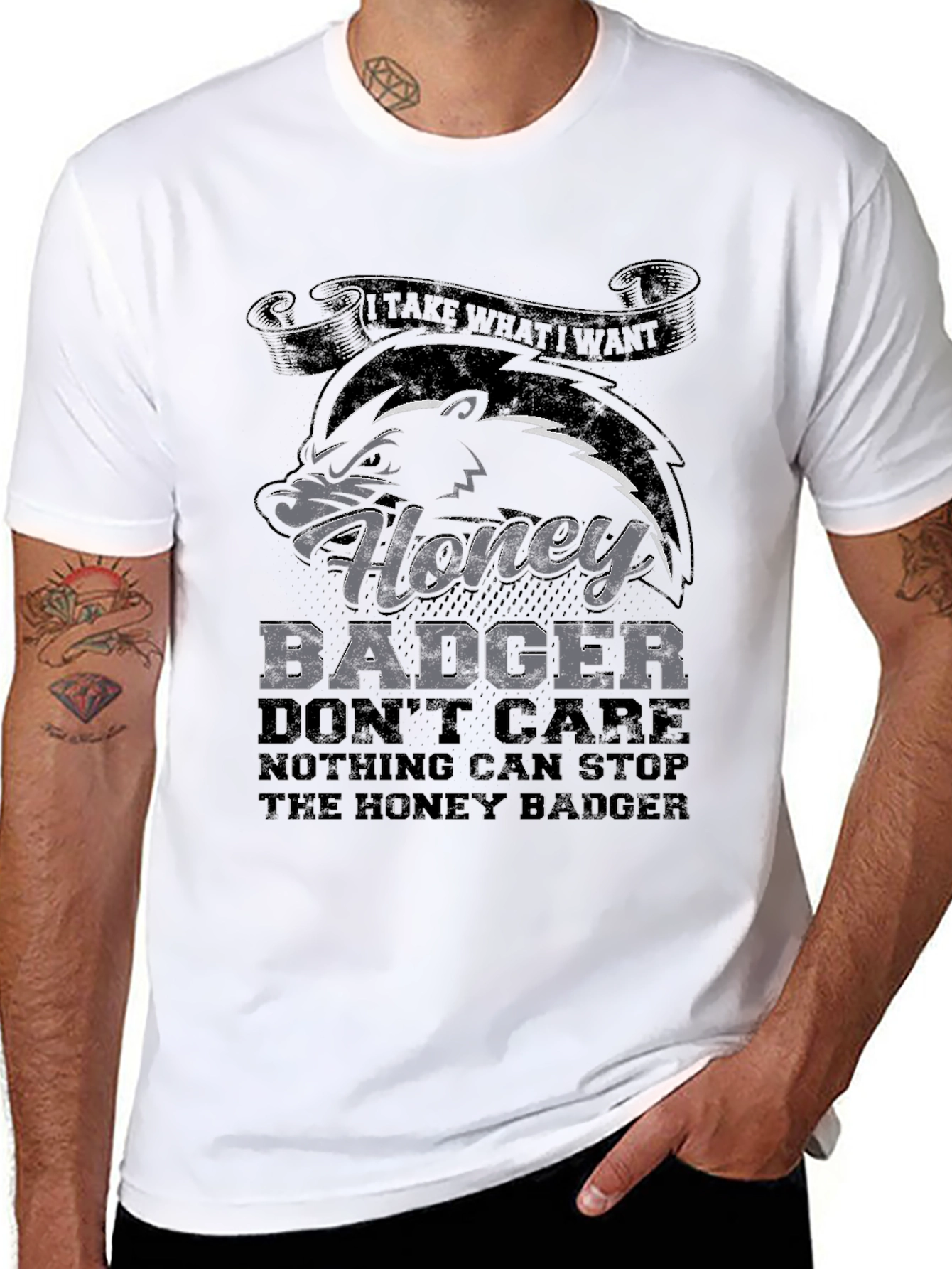 Black Honey Badger T-Shirt - Don't Care view 8