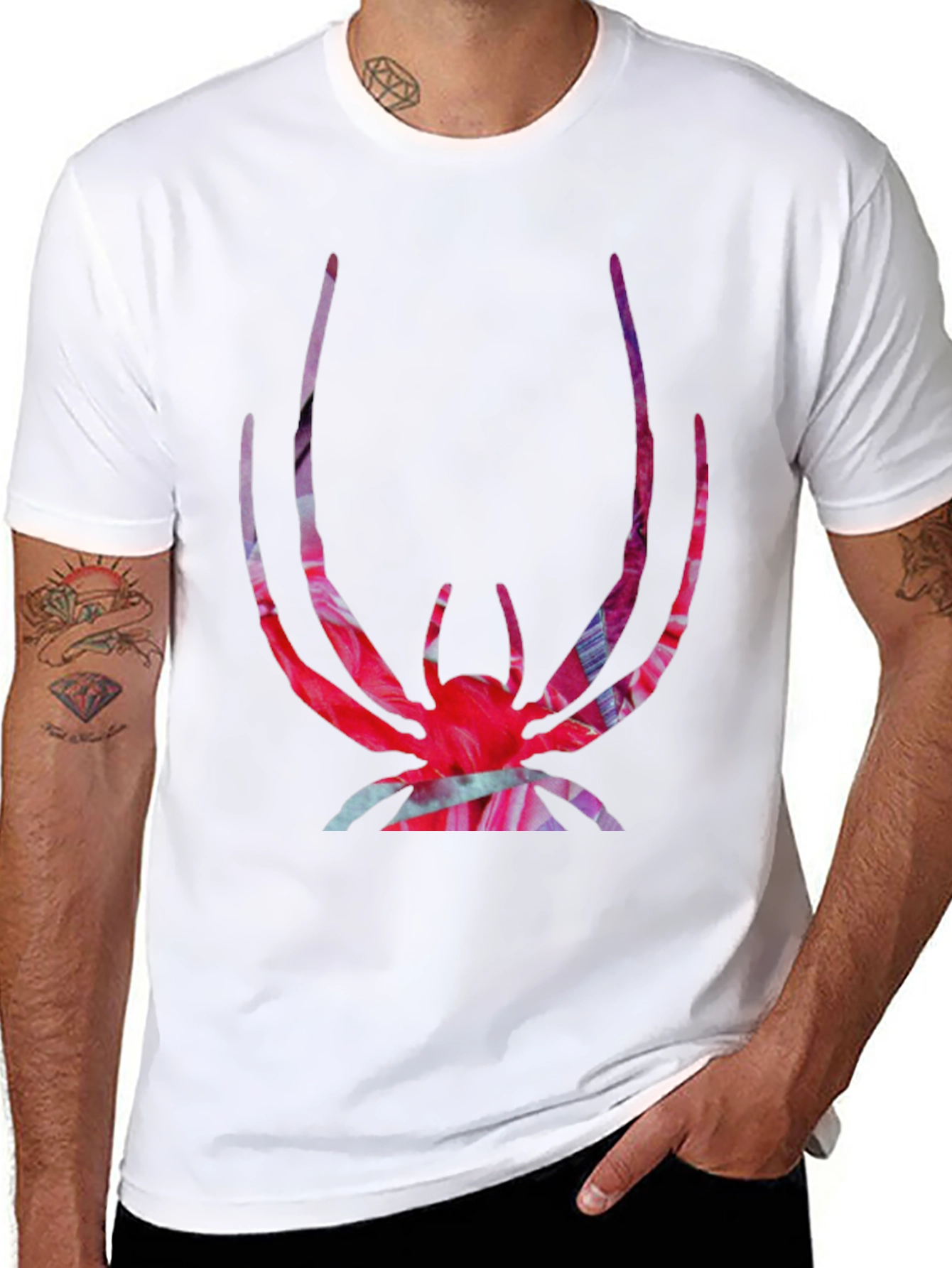 Black Bold Spider Graphic Tee - Vivid Print on Black view 8