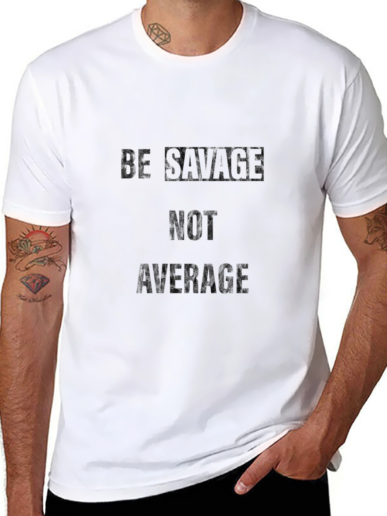 Black Be Savage Not Average Black Graphic Tee view 8