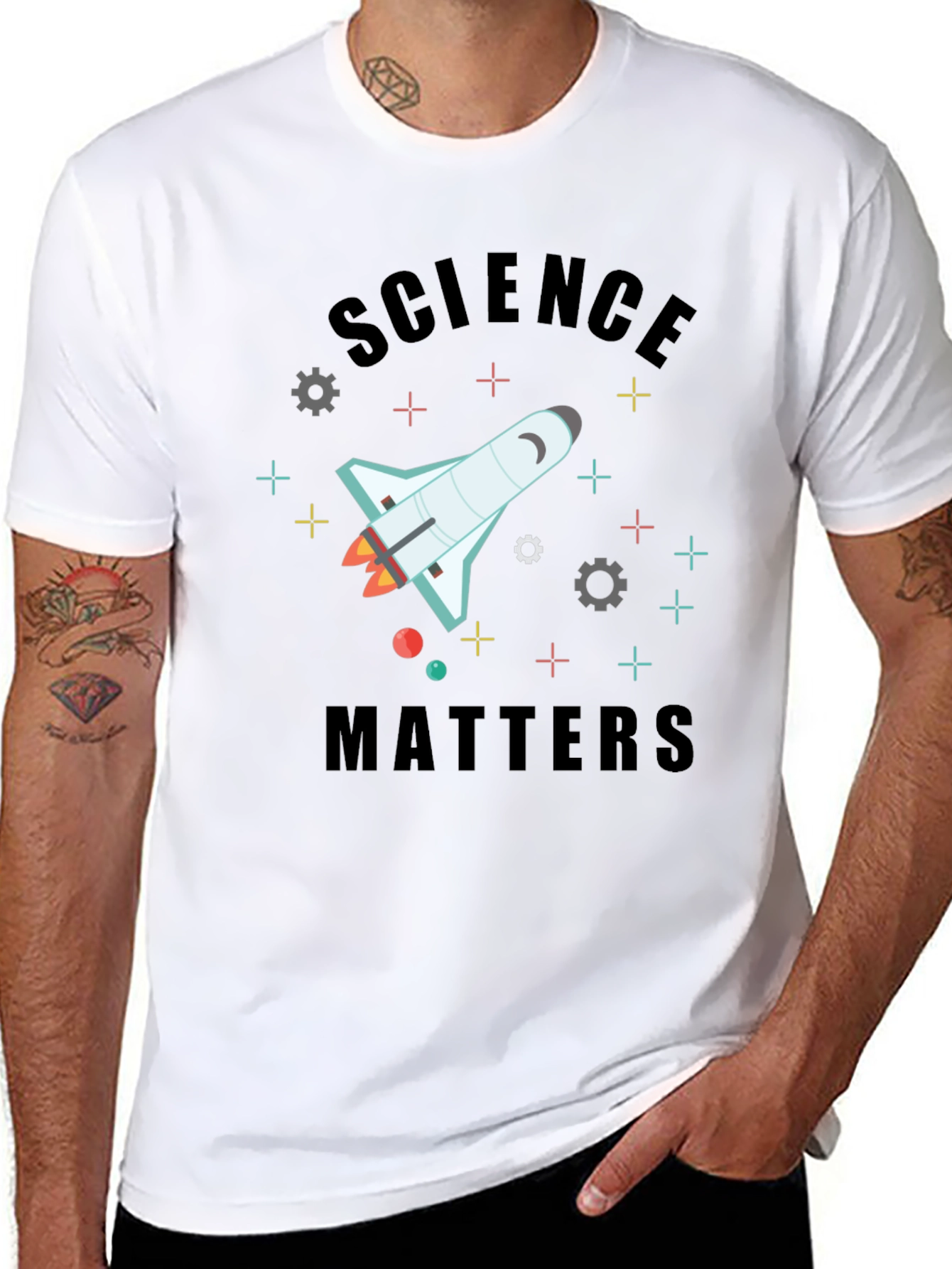 Black Science Matters Space Shuttle Graphic T-Shirt view 8