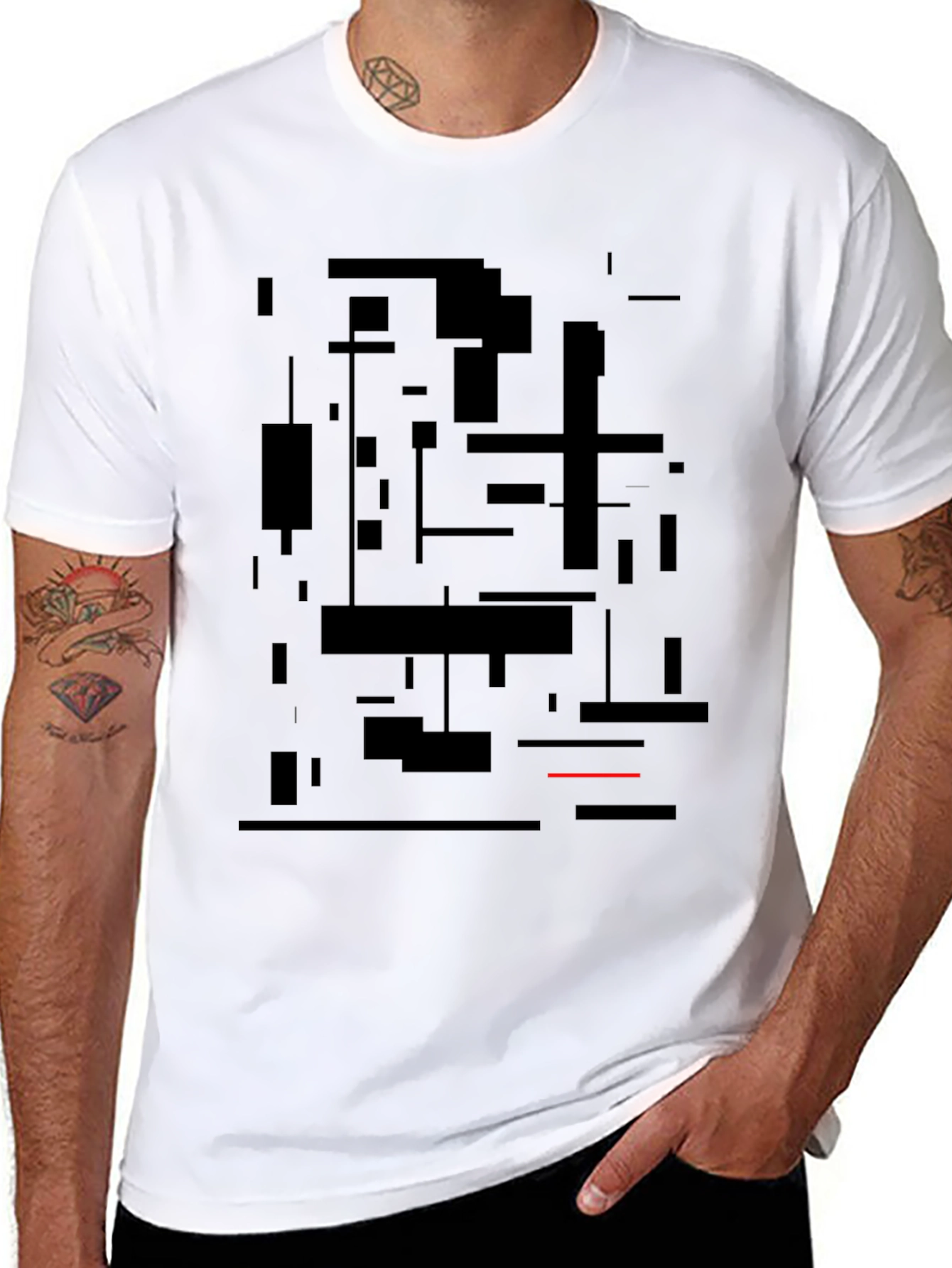 Black Modern Abstract Art Black Graphic Tee view 8