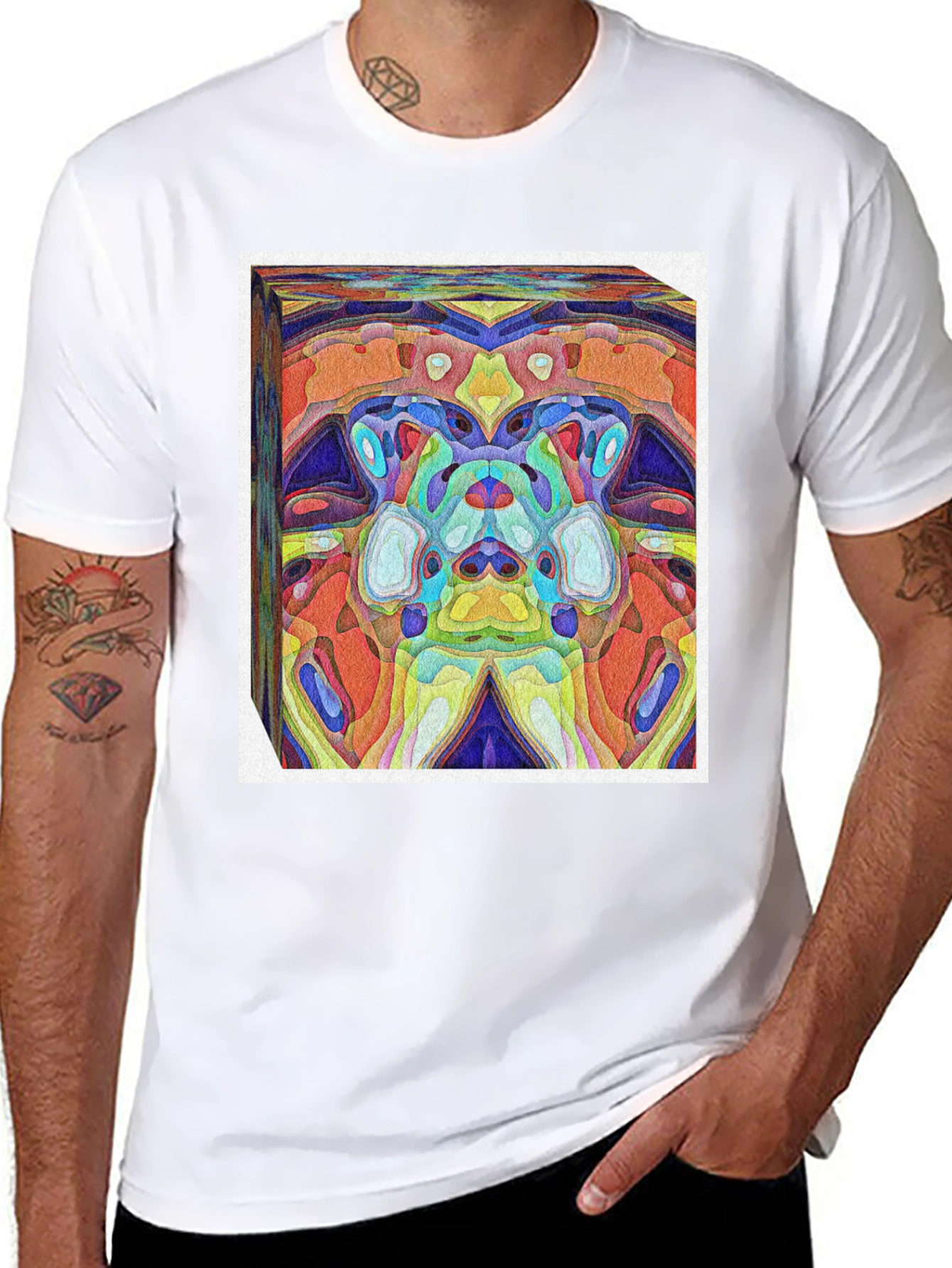 Black Abstract Art Print Tee - Vivid & Unique Design view 8