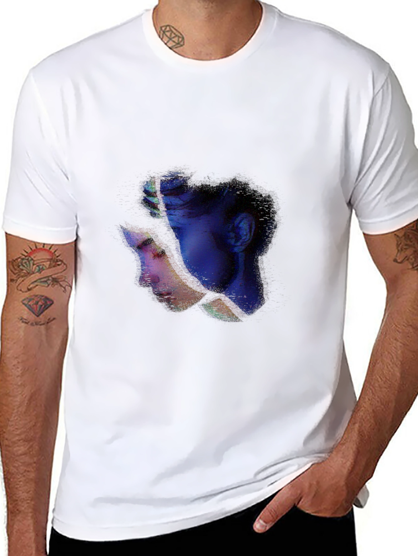 Black Abstract Portrait Black Tee view 8