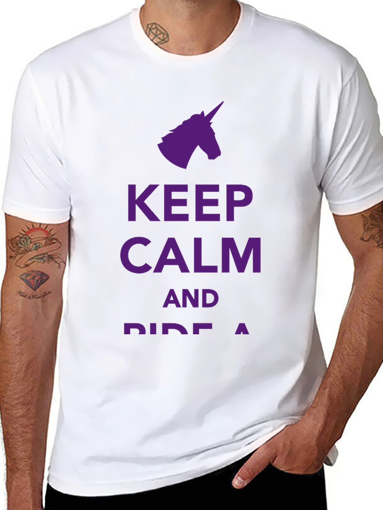 Black Keep Calm Ride A Unicorn Black T-Shirt view 8