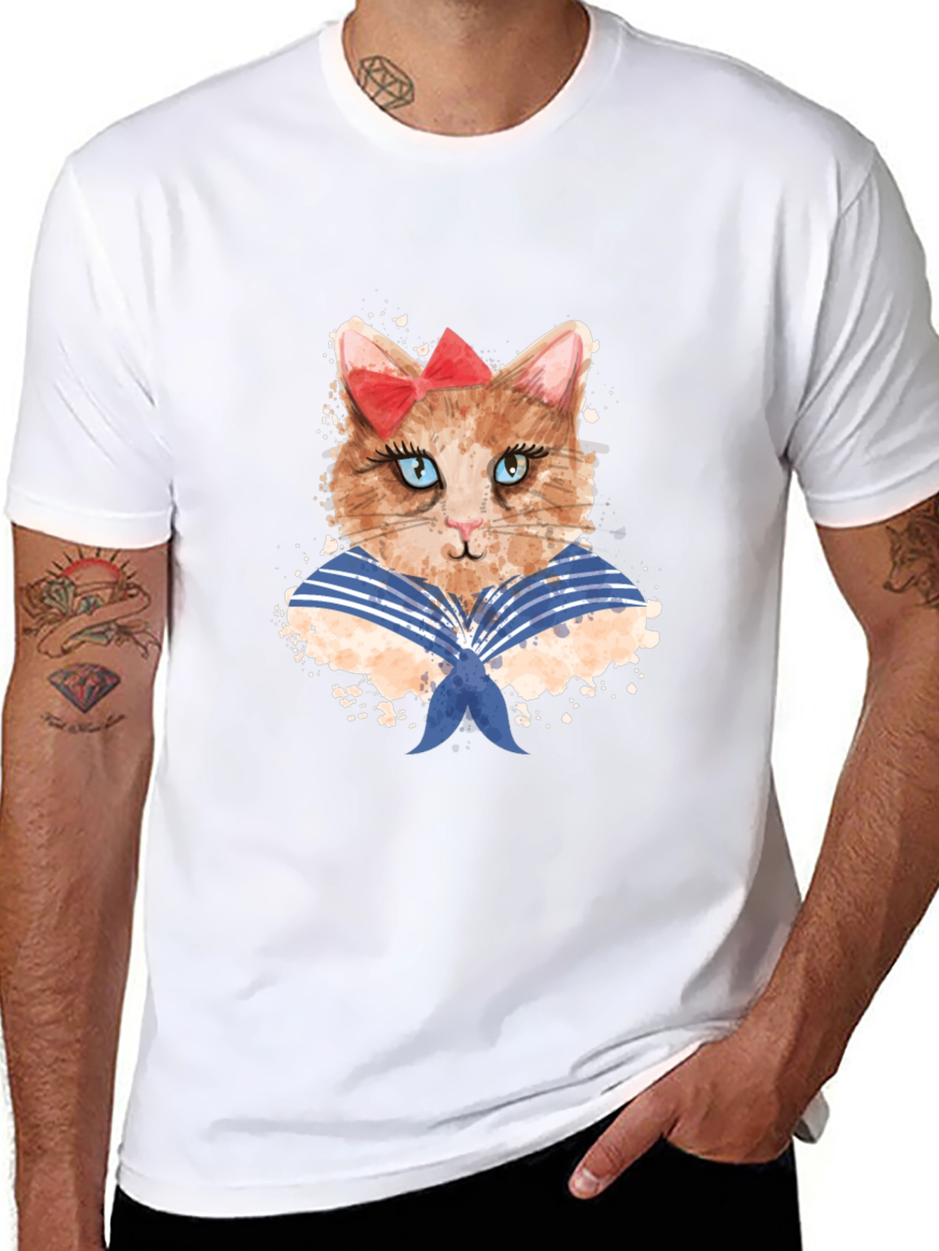 Black Sailor Cat T-Shirt view 8