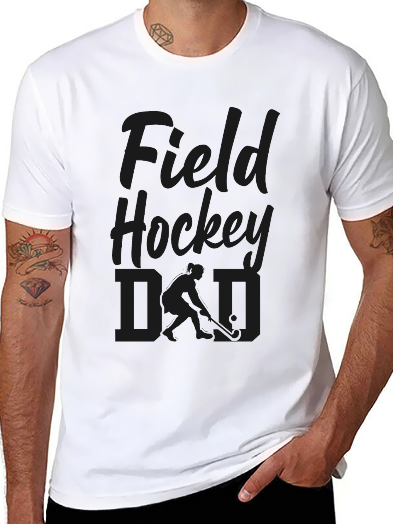 Black Field Hockey Dad Graphic T-Shirt - Black view 8