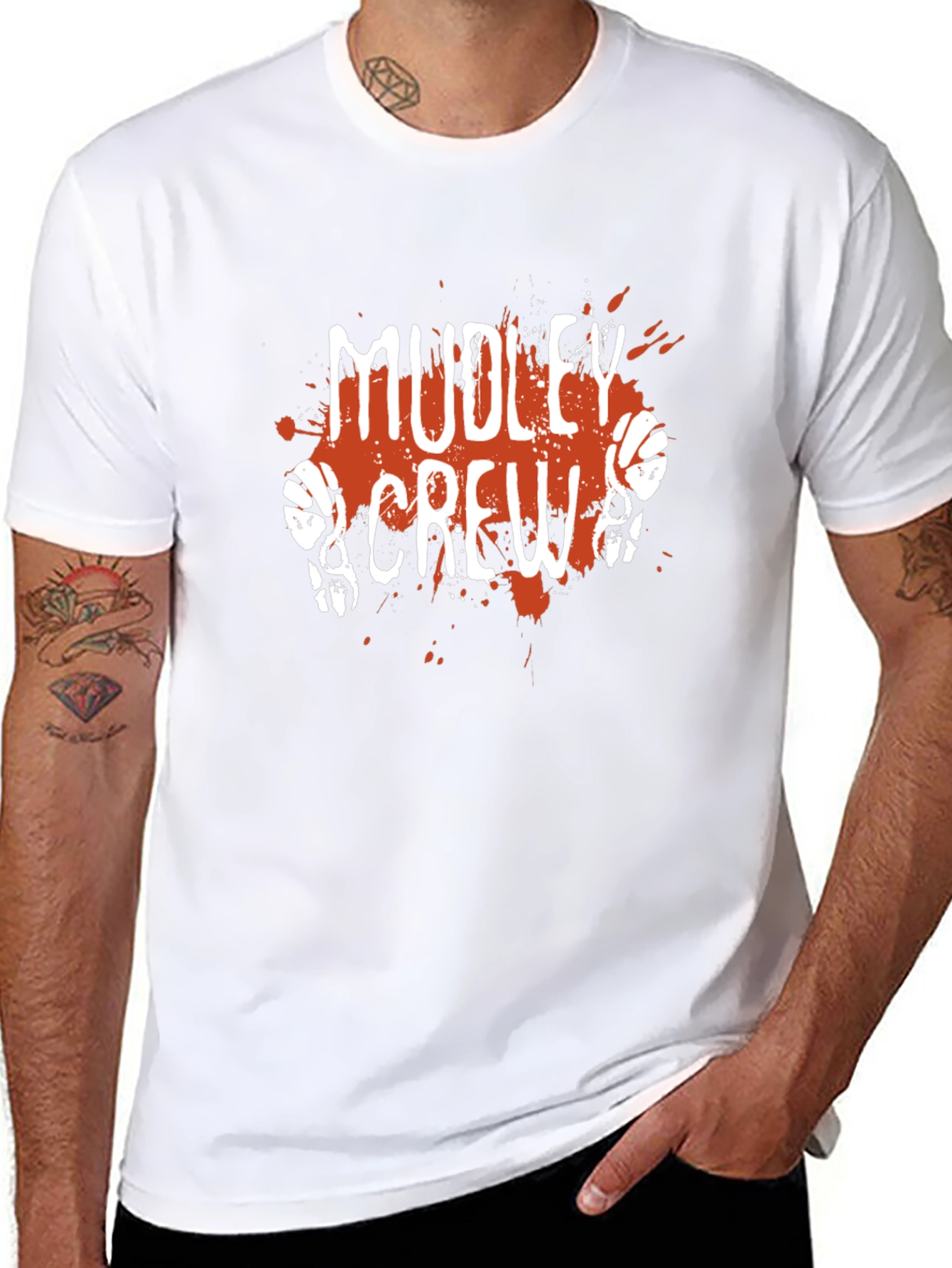 Black Mudley Crew Graphic T-Shirt - Basketball Skull Design view 8