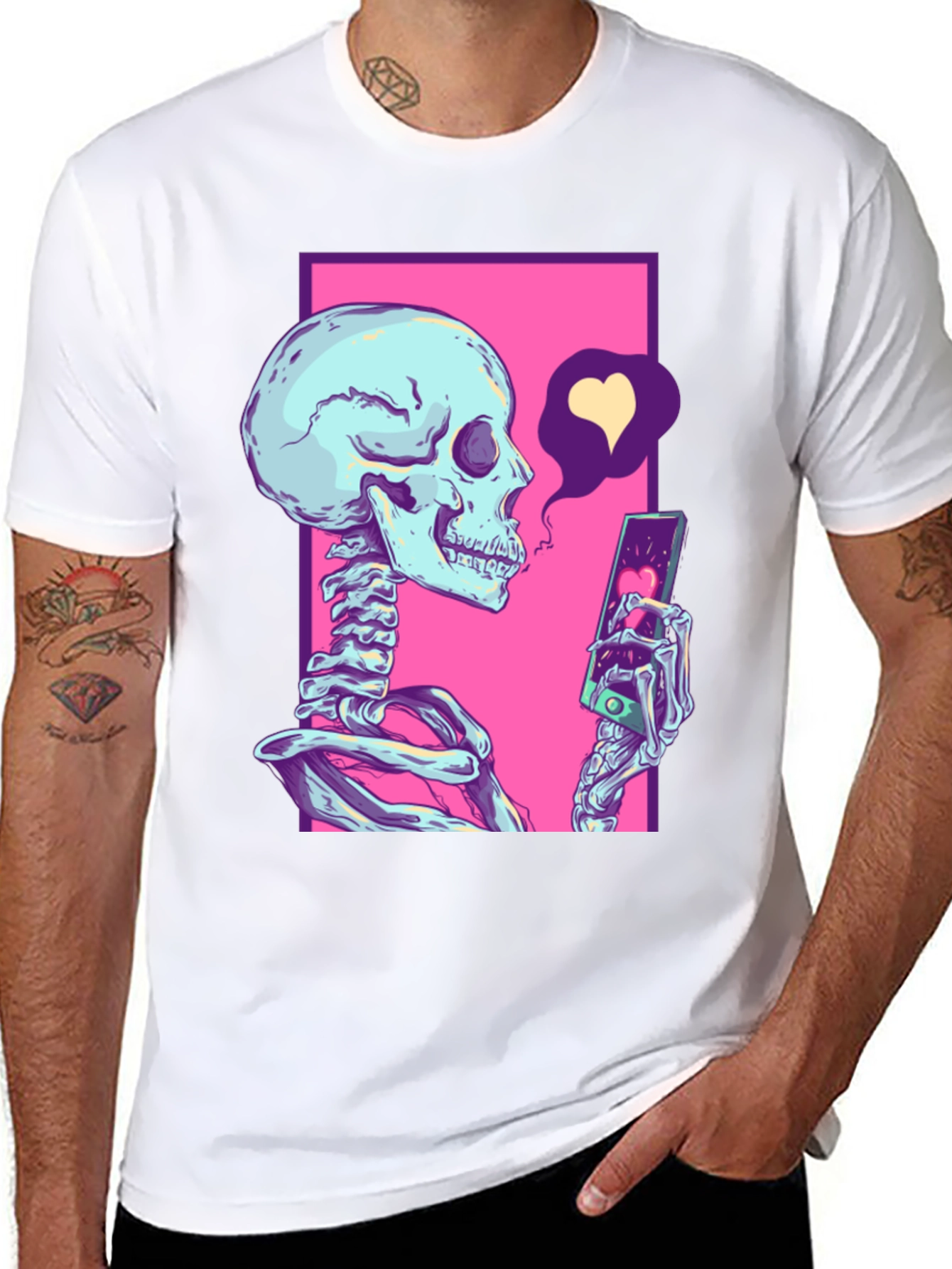 Black Trendy Skeleton Graphic T-Shirt view 8