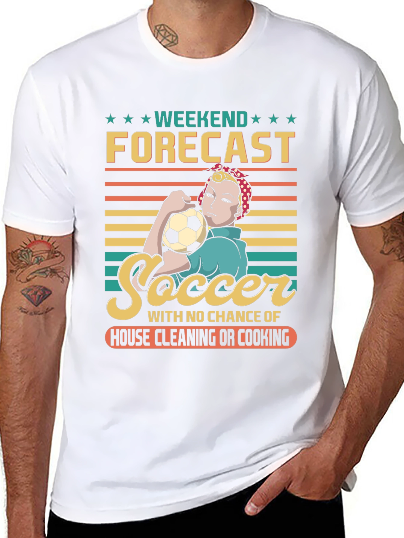 Black Soccer Weekend Forecast Graphic T-Shirt view 8