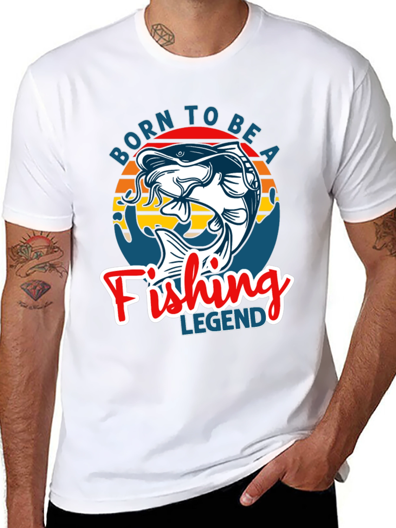 Black Born to Be a Fishing Legend Graphic Tee view 8