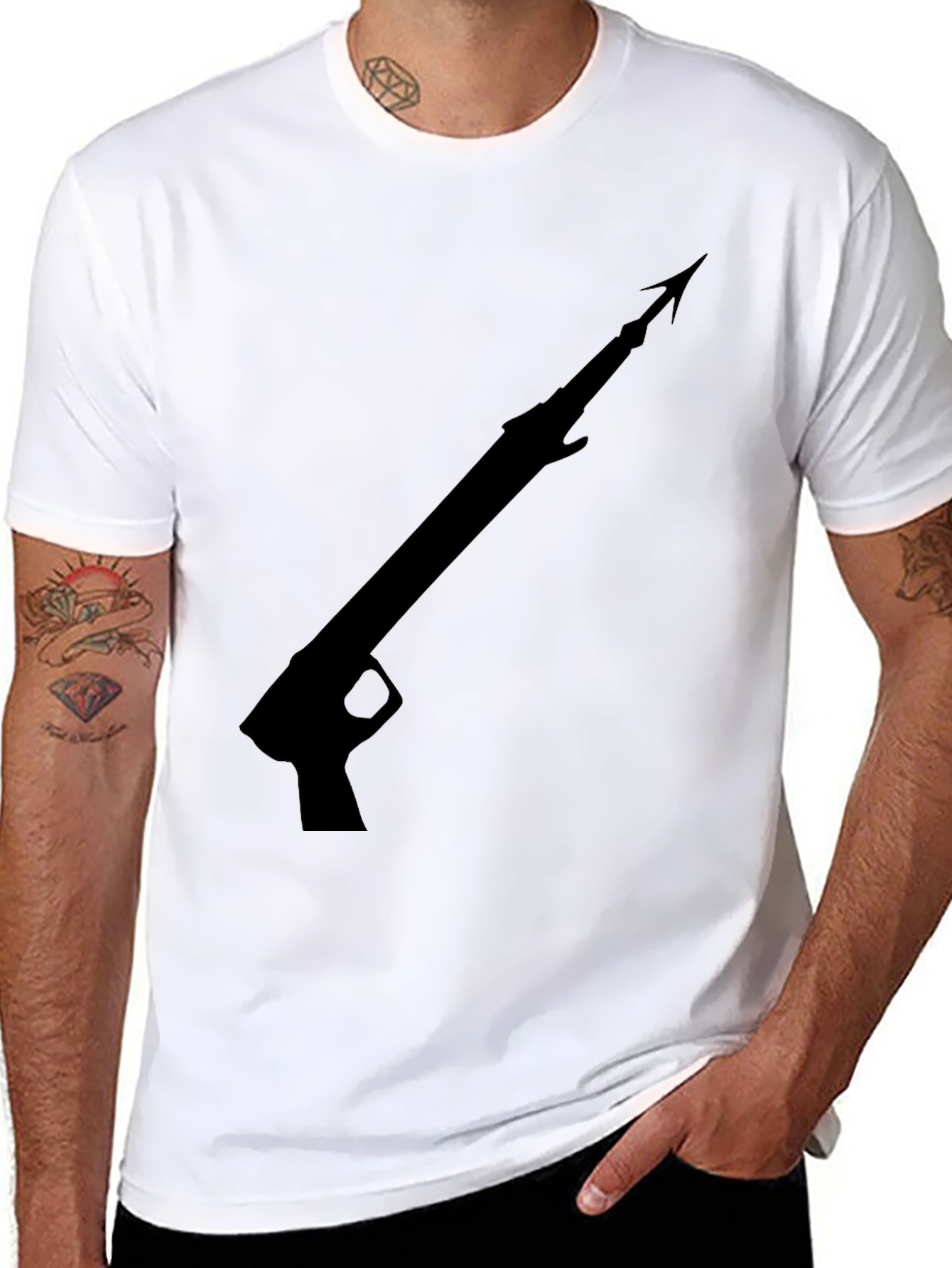 Black Speargun Graphic Tee - Black Cotton T-Shirt view 8