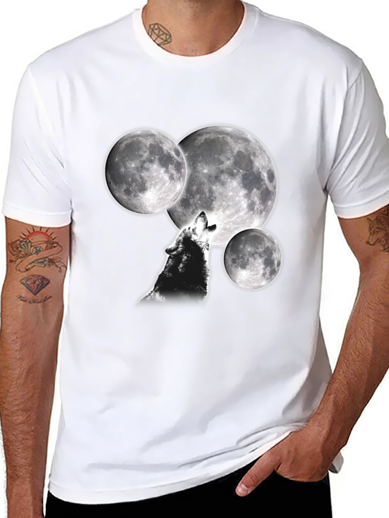 Black Wolf Moon T-Shirt - Black view 8