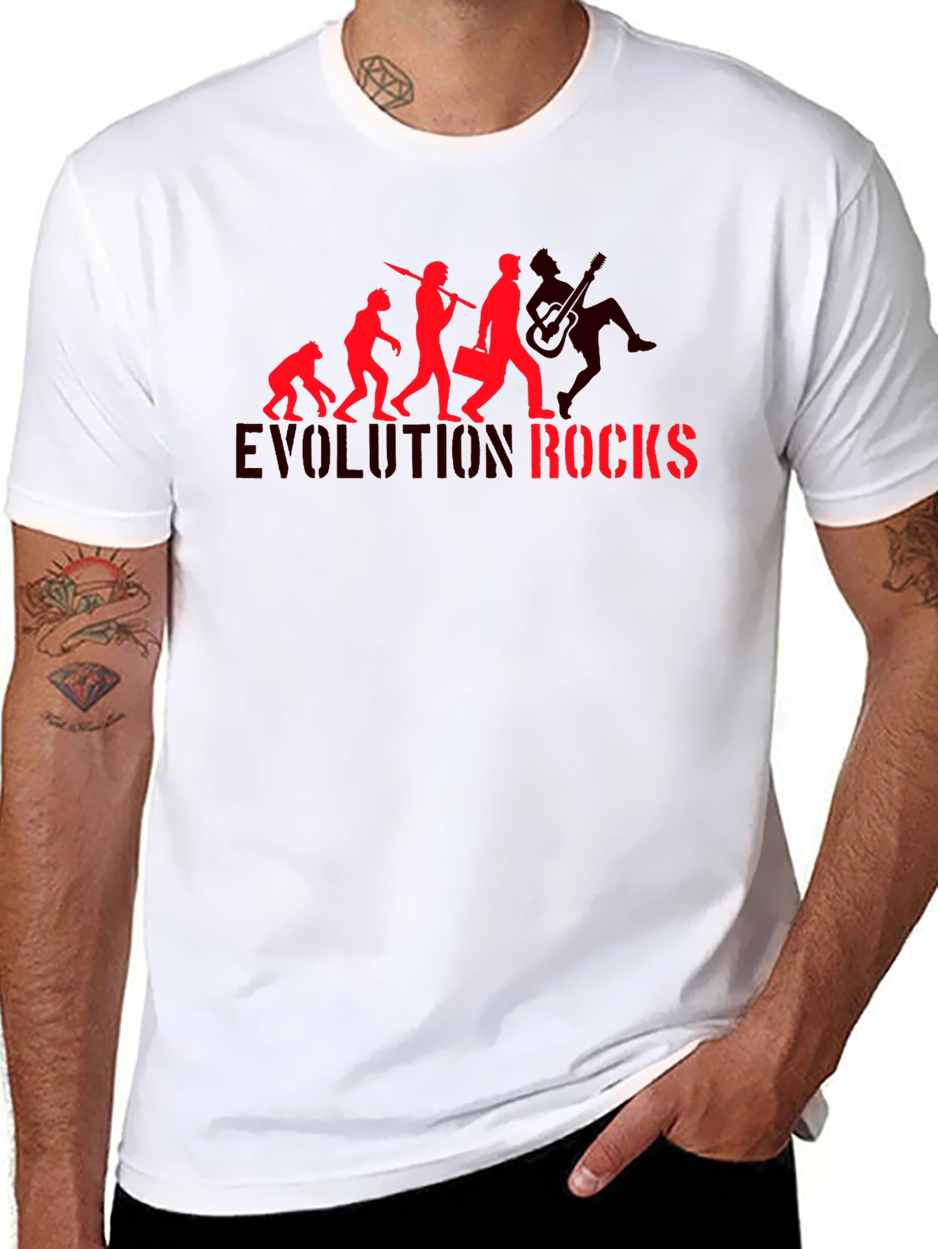 Black Evolution Rocks Graphic T-Shirt - Black Cotton Tee view 8