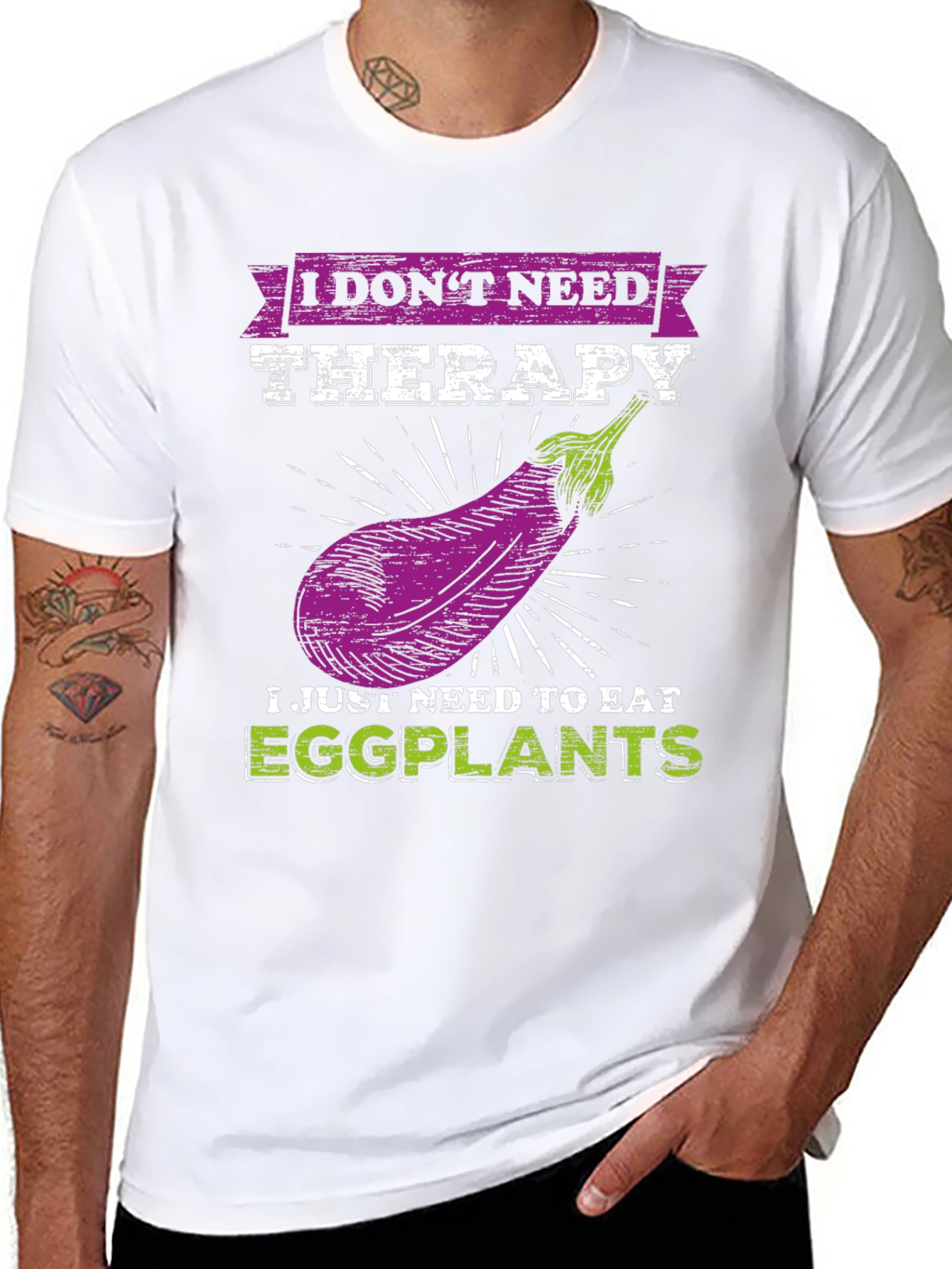 Black Eggplant Therapy T-Shirt: Funny Vegan Tee view 8
