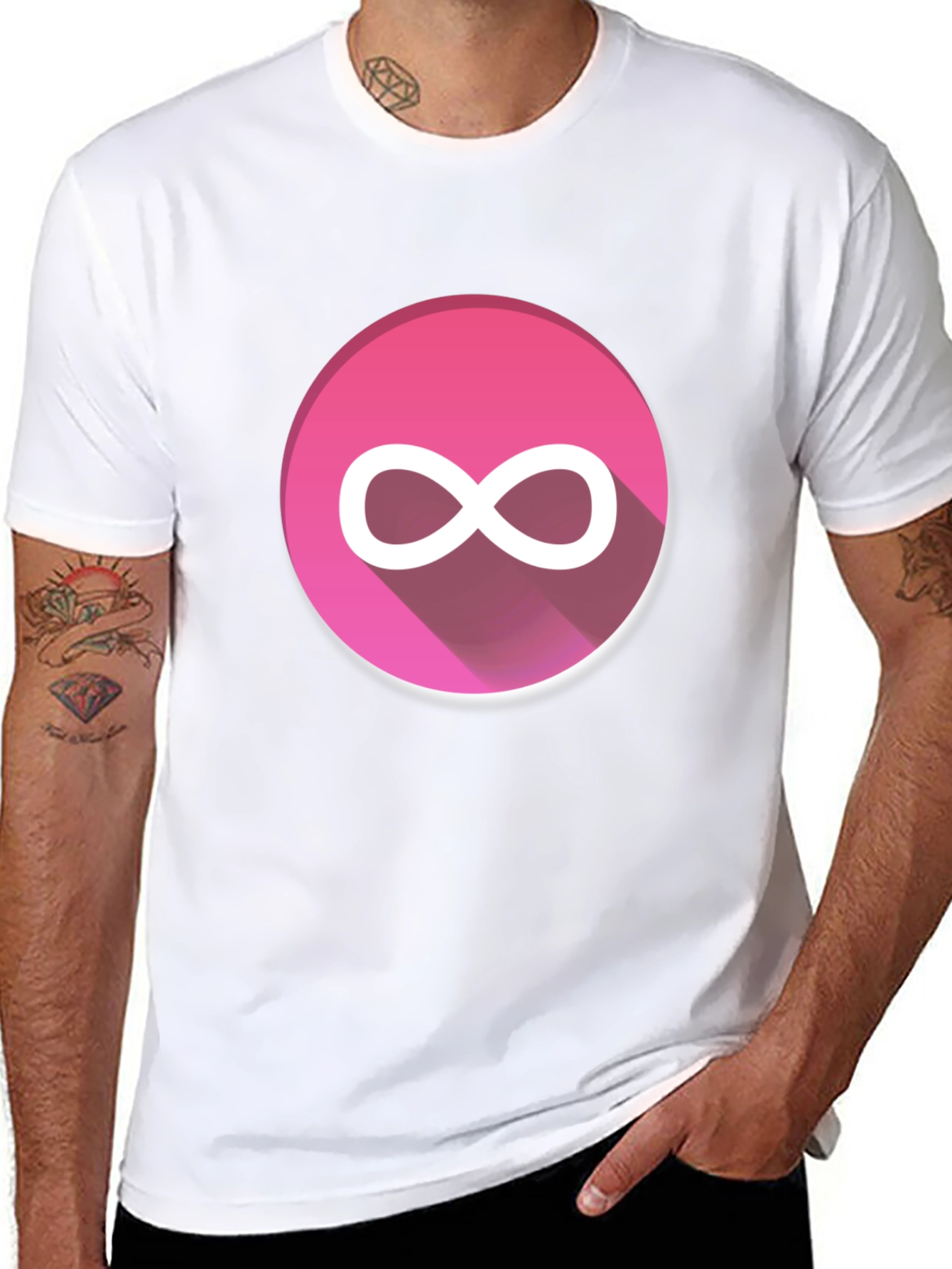 Black Pink Infinity Symbol Graphic Tee - Black view 8