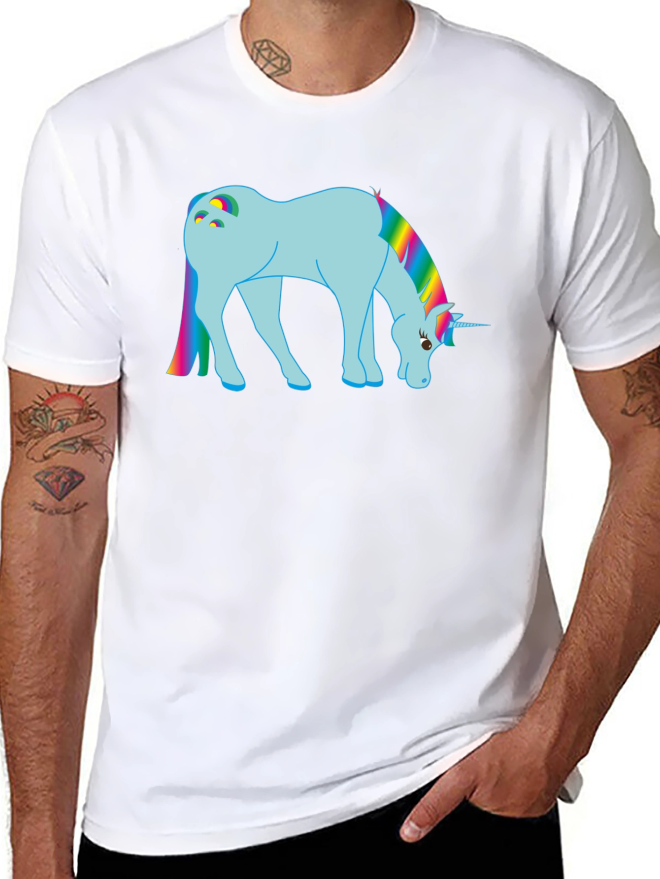Black Rainbow Unicorn Graphic T-Shirt view 8