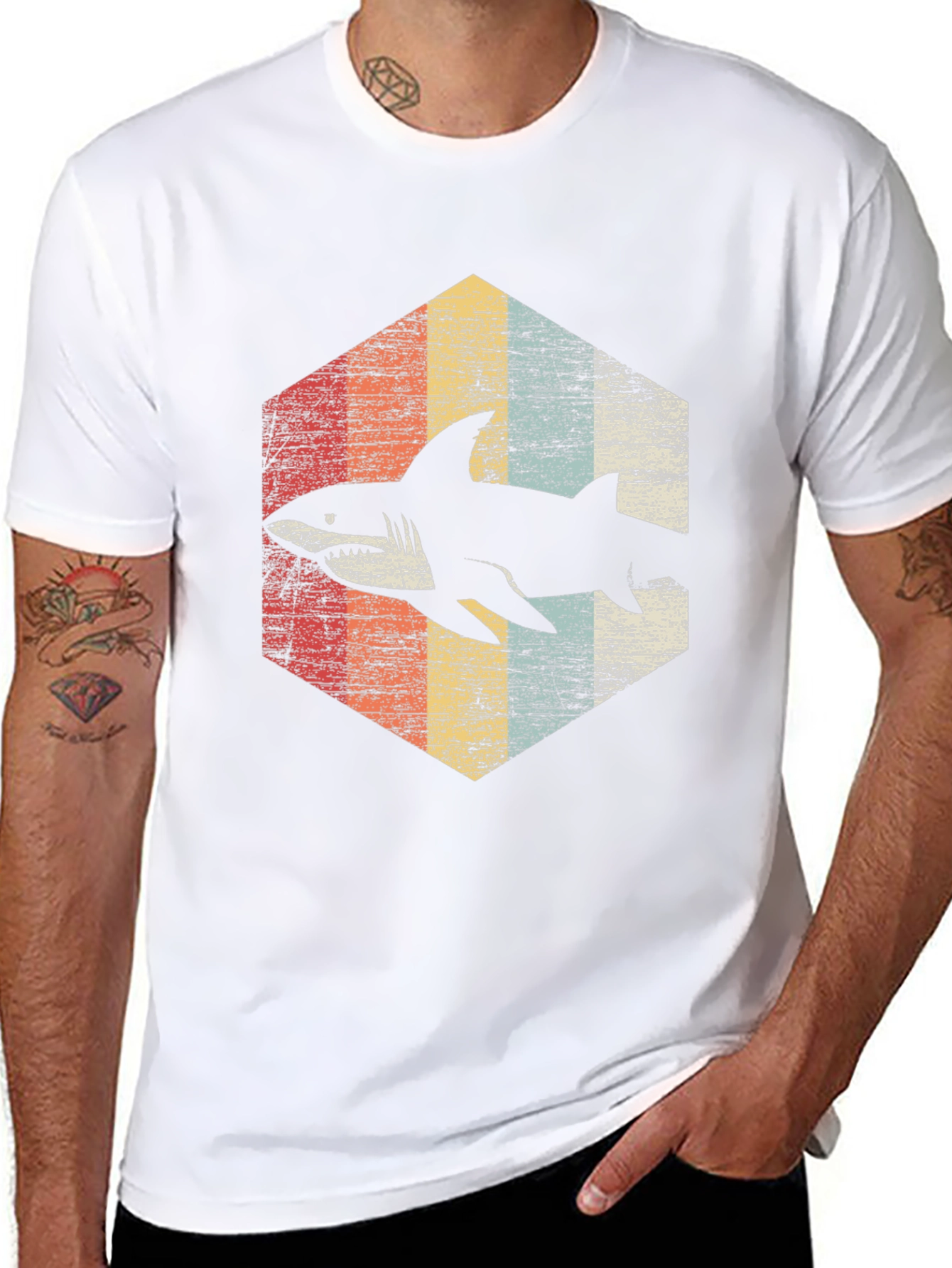 Black Retro Shark Graphic T-Shirt - Vintage Style view 8