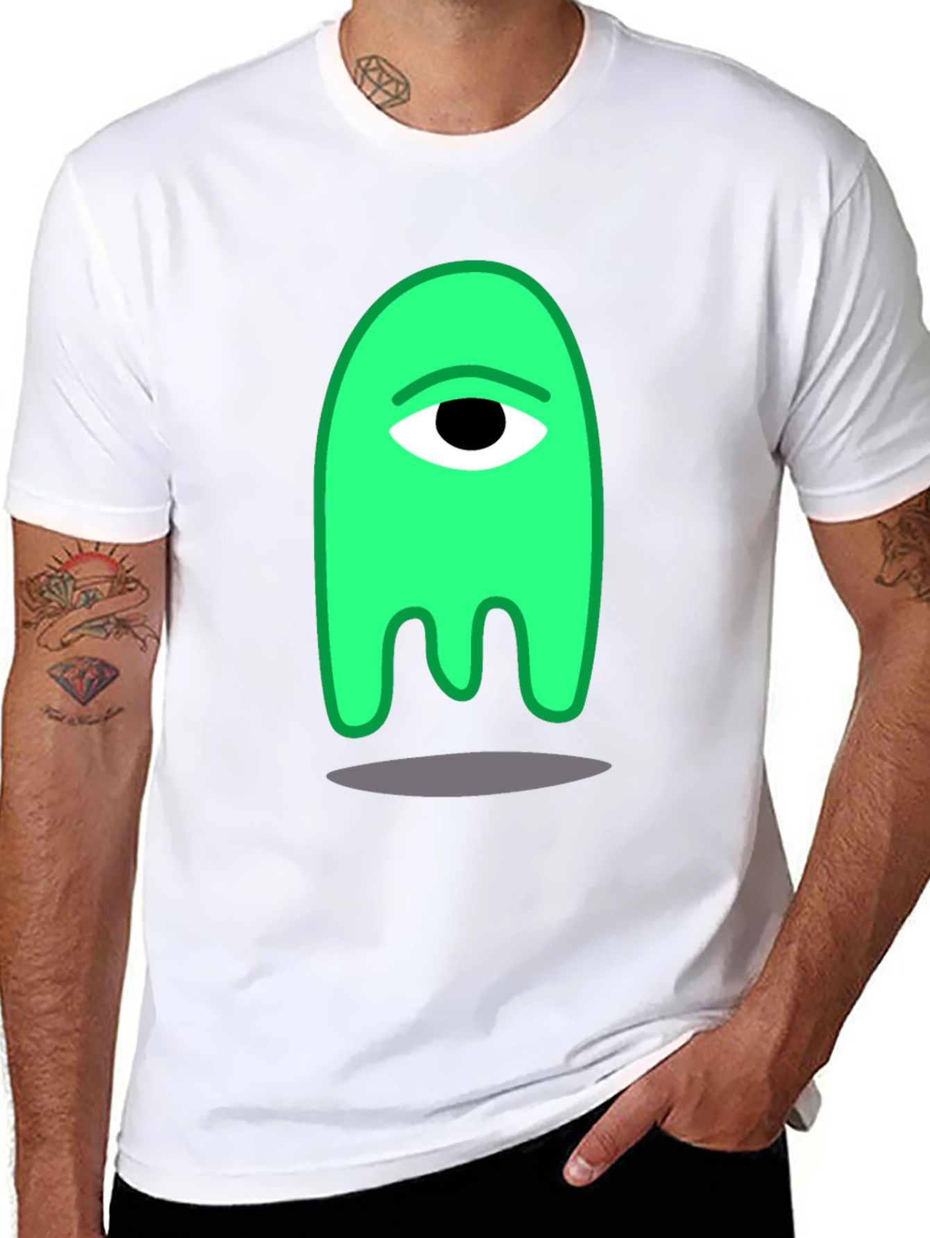 Black One-Eyed Green Monster Graphic Tee view 8